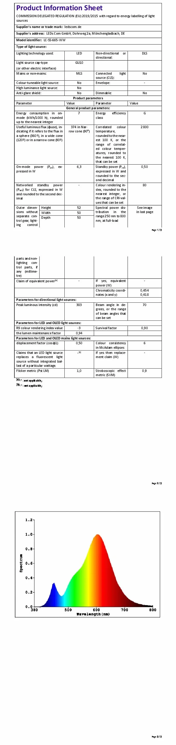 ledscom.de Lampa do czytania WAIKA z gęsią szyjką i przełącznikiem biały mat, w zestawie GU10 LED, PAR16, ciepła biel, 6,05W, 374lm, 70°, 3-stopniowy ściemniacz