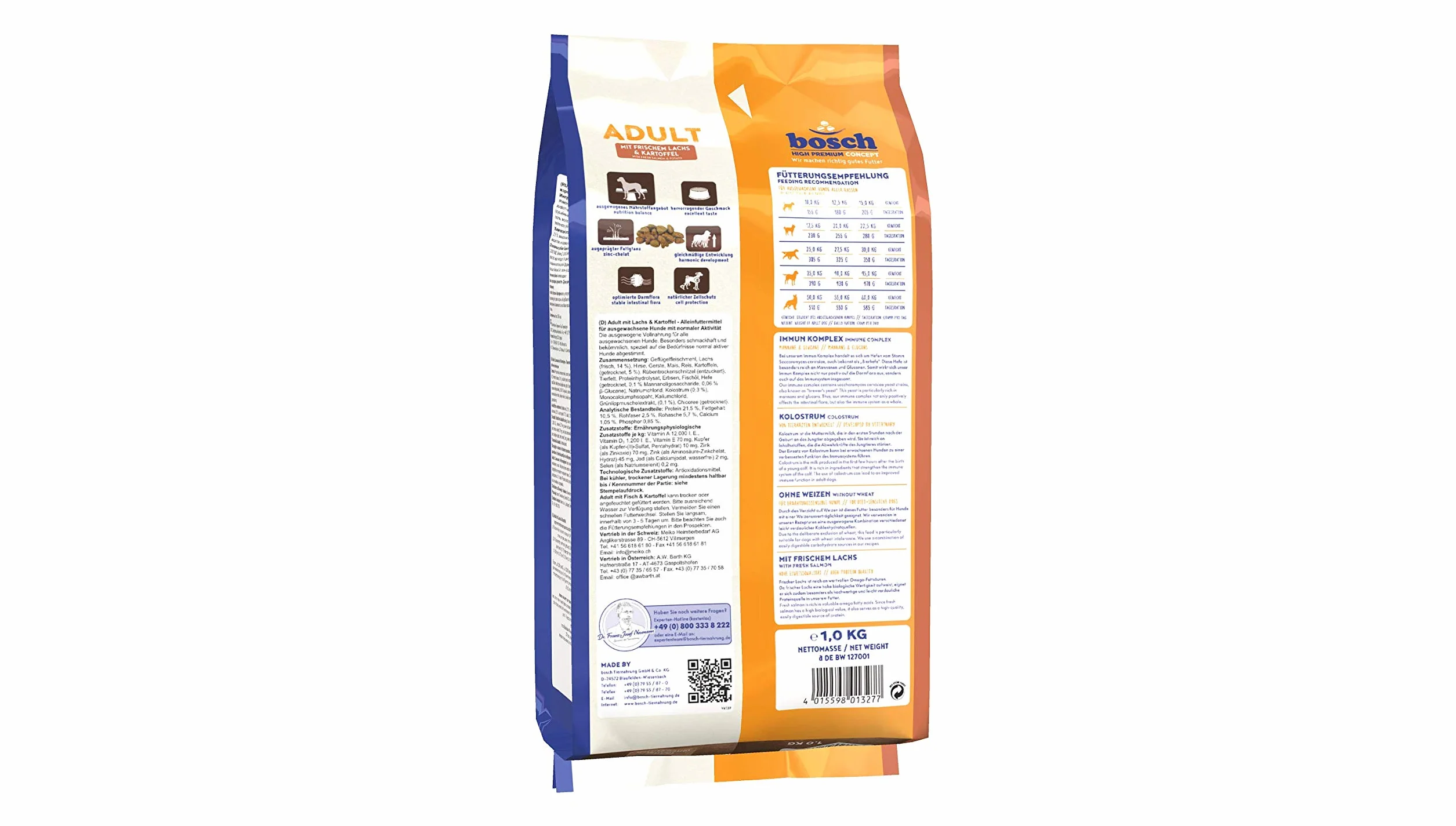 bosch HPC Adult ze świeżym łososiem i ziemniakiem, sucha karma dla dorosłych psów wszystkich ras, 1 x 1 kg