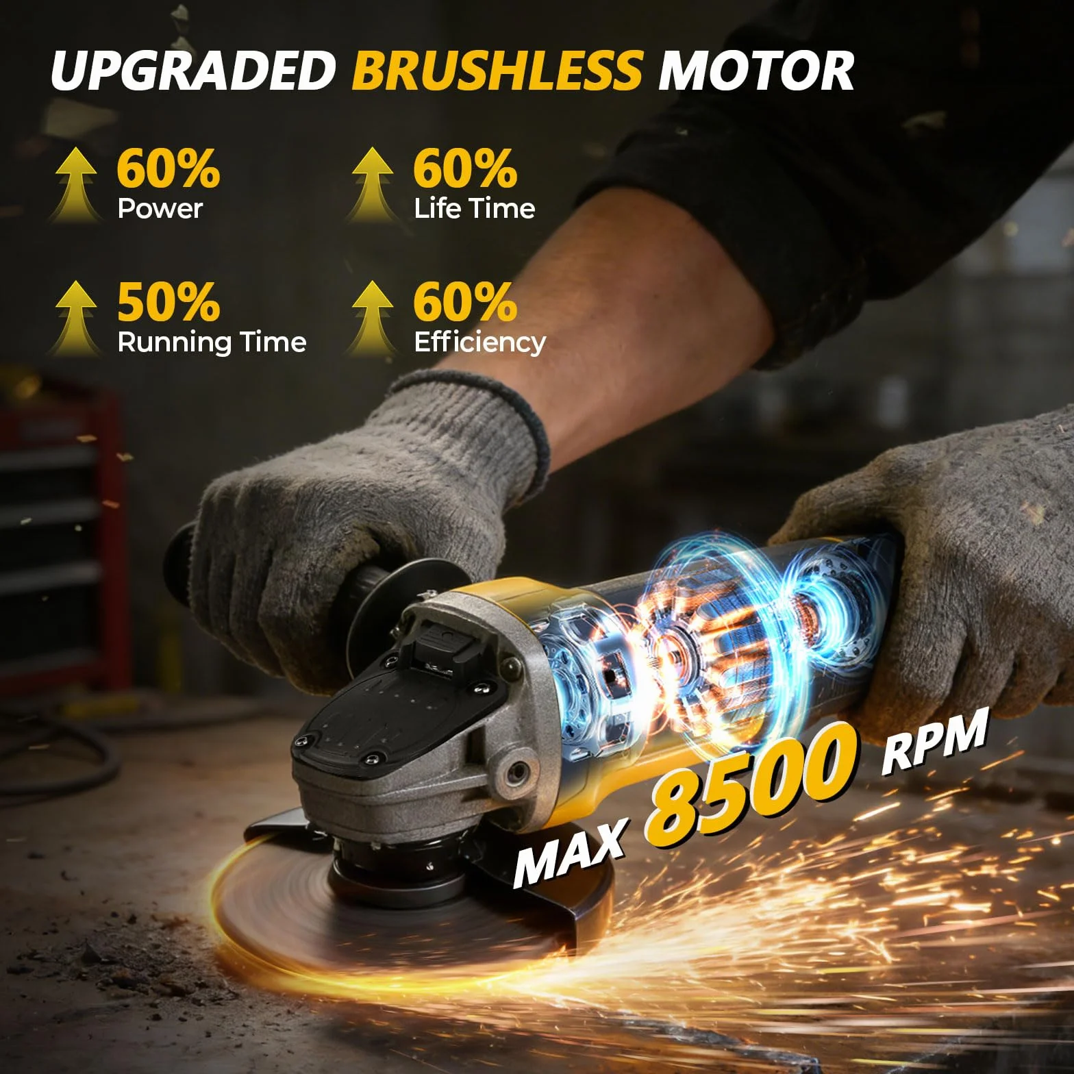 Akumulatorowa szlifierka kątowa Dewalt 18V 20V 125mm 8500RPM bezszczotkowa 3-biegowa
