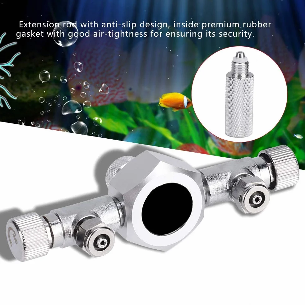 Zerodis Rozdzielacz CO2 Do Akwarium 2-Drogowy Precyzyjny Zawór Iglicowy Magnetyczny Regulator Stop Aluminium Stal Nierdzewna