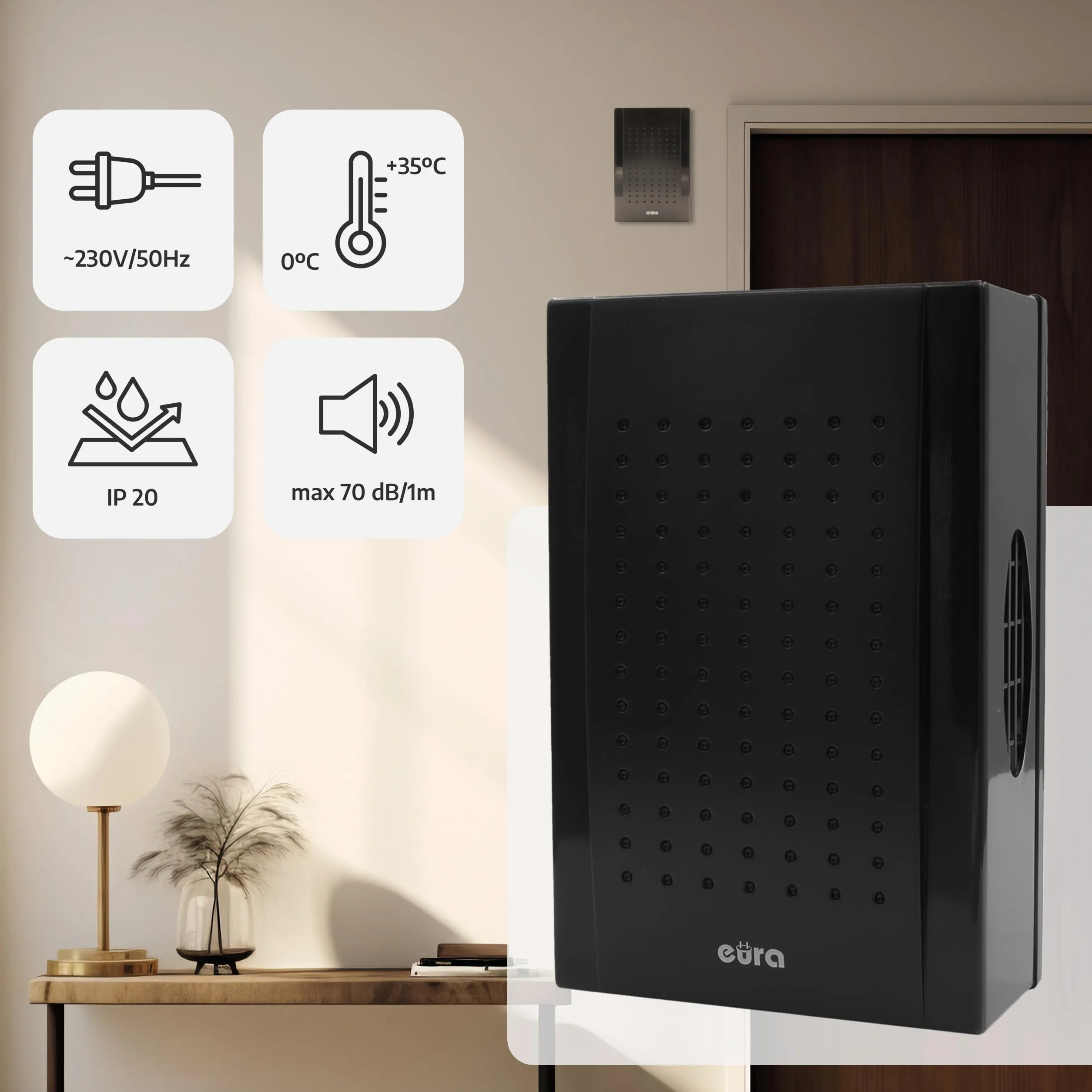 EURA DB-23A3, 230V/50Hz, 70dB, czarny