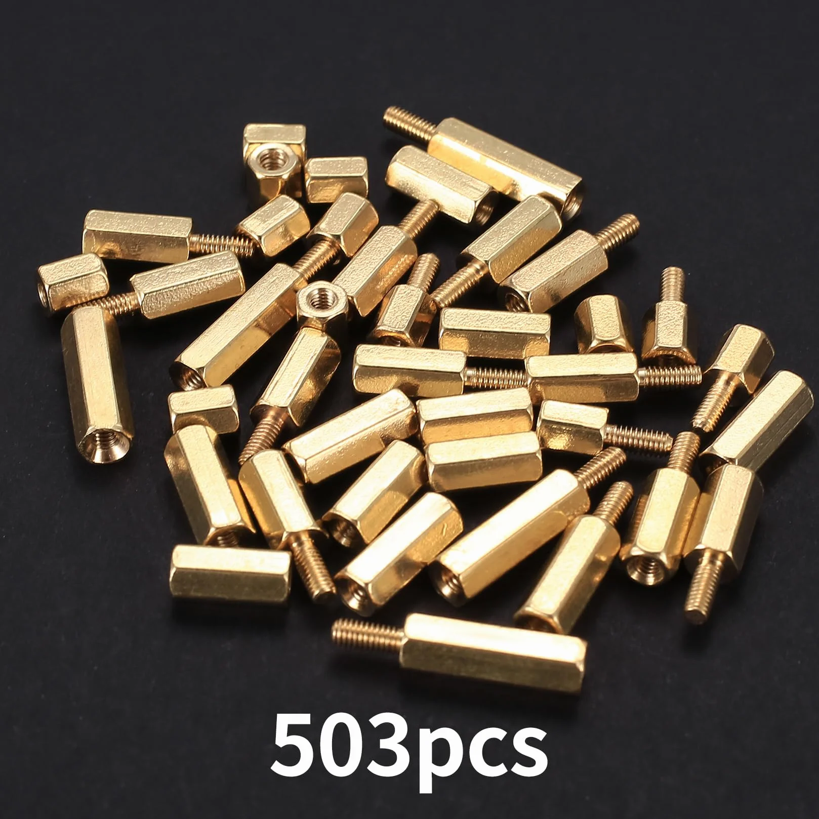503 Stk M2.5 Mosiądz Męski Żeński Hex Śruby Nakrętki Zestaw Sortujący, PCB Płyty/Obwody Sześciokątne Nakrętki Gwintowane Tuleje Dystansowe Spacery Standoffs