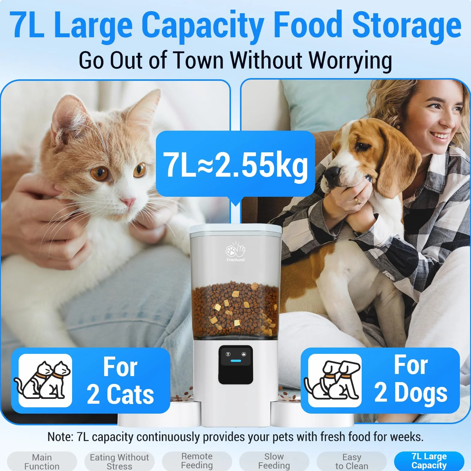Frienhund Automatyczny Karmnik dla Kotów i Psów 5G WiFi 7L Dozownik Karmy ACF190W-C