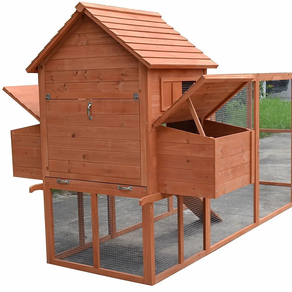 Kurnik Melko z wybiegiem XXL na zewnątrz, kurnik 310 x 150 x 150 cm z 2 budkami lęgowymi, klatka dla królików z rampą i wybiegiem