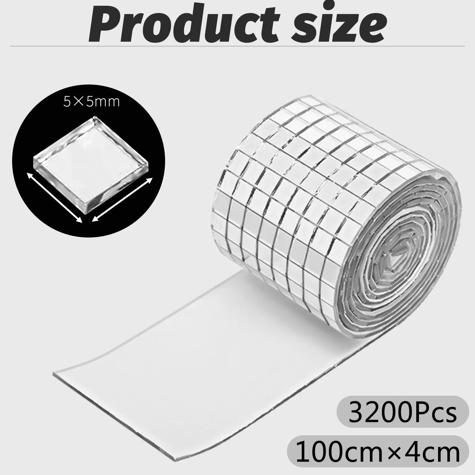 Samoprzylepne lustrzane płytki mozaikowe – 3200 sztuk, 5 x 5 mm srebrna kula dyskotekowa i materiał dekoracyjny DIY, szkło premium z odbiciem na wysoki połysk, dla majsterkowiczów i