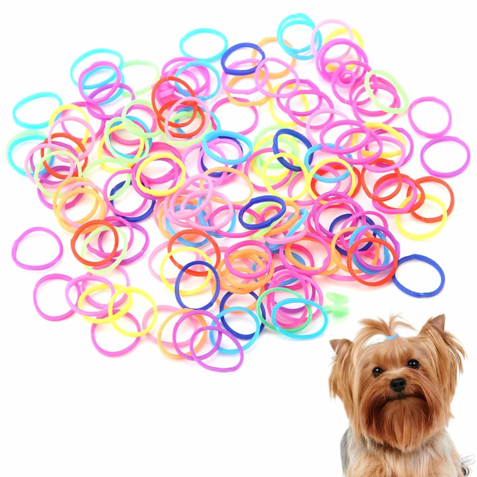 10 paczek gumki dla psów, bardzo elastyczne Coloful mini gumki opaski do włosów dla psów DIY pielęgnacja psów akcesoria do włosów dla małych psów Yorkie Pudel Dog