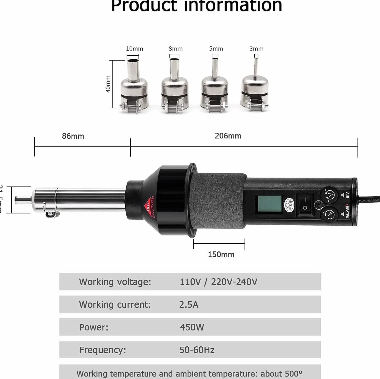 DEWIN dmuchawa gorącego powietrza, spawarka 220V 450W LCD Regulowana elektroniczna piasta na gorące powietrze do odlutowywania stacja lutownicza IC SMD BGA