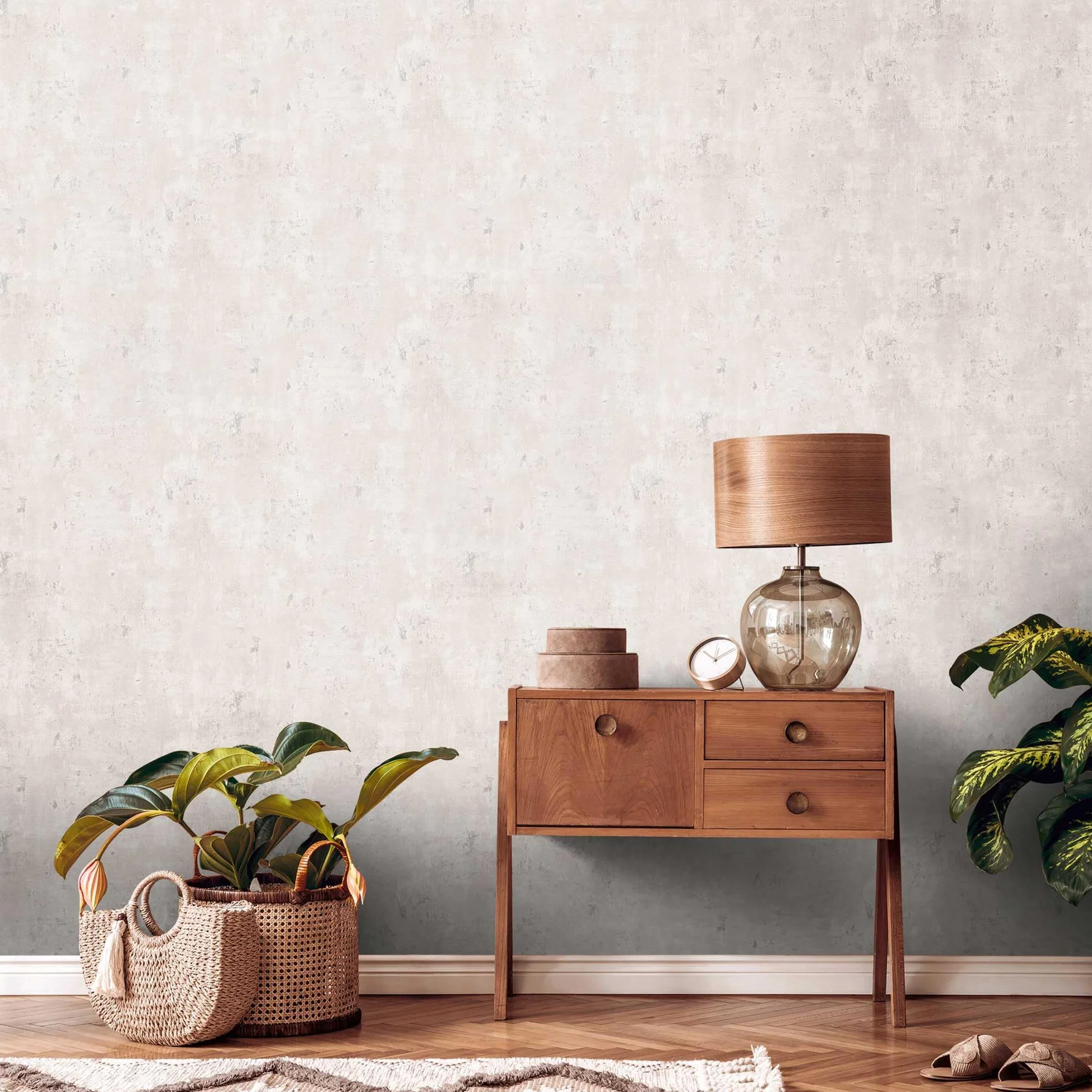 Livingwalls Tapeta przemysłowa beton biały metaliczny srebrny 10,05 m x 0,53 m Made in Germany