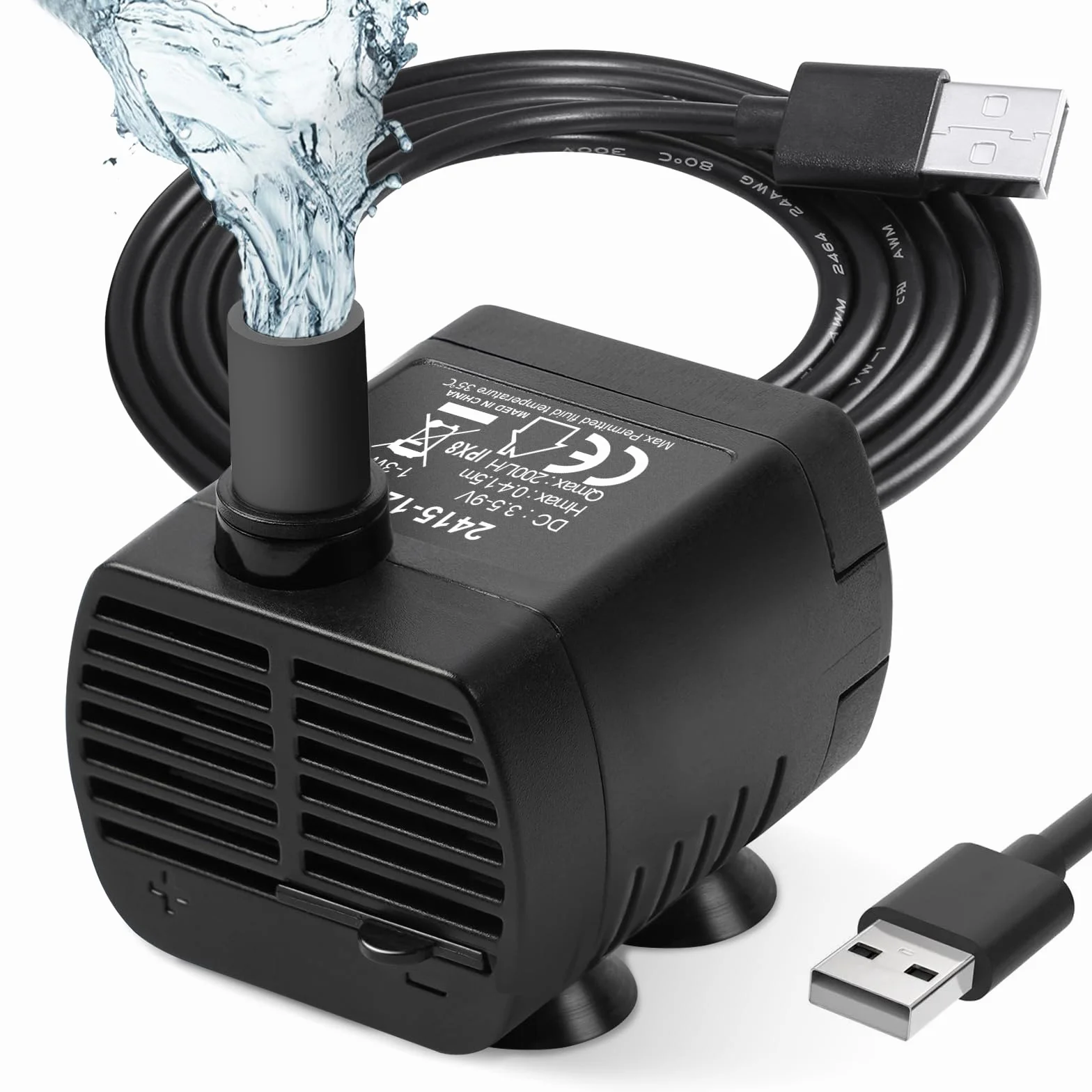 Flintronic Mini Pompa Wodna 200 l/h, 3 W - Zatapialna, Akwariowa, Cyrkulacyjna Do Akwarium, Fontanny, Stawu - Czarna