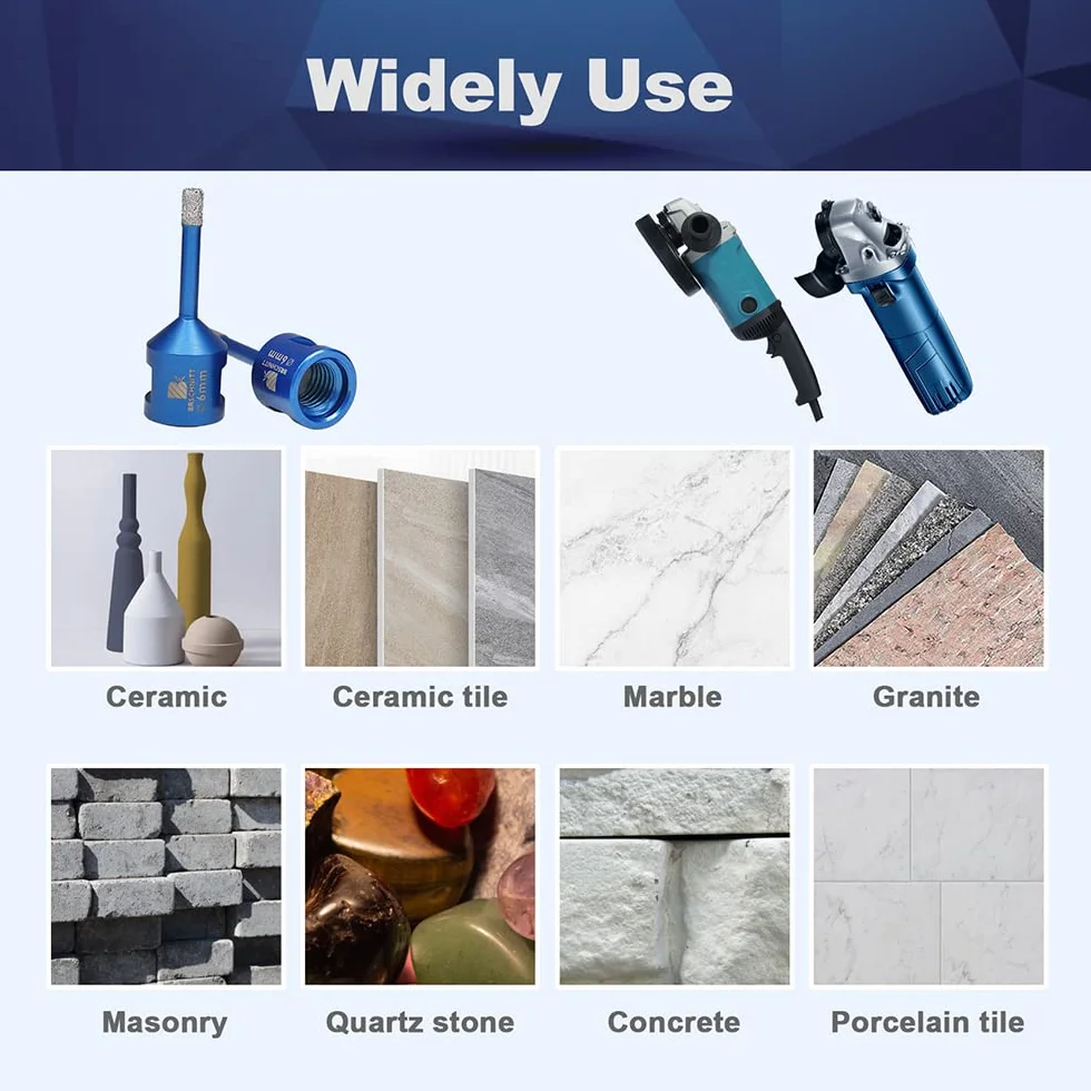 Wiertło diamentowe 6mm, BRSCHNITT 2 szt. M14 lutowane próżniowo diamentowe wiertło rdzeniowe Otwornica do płytek kamionkowych kamionkowych Ceramiczne marmurowe wiercenie granitowe, odpowiednie do szlifierek kątowych