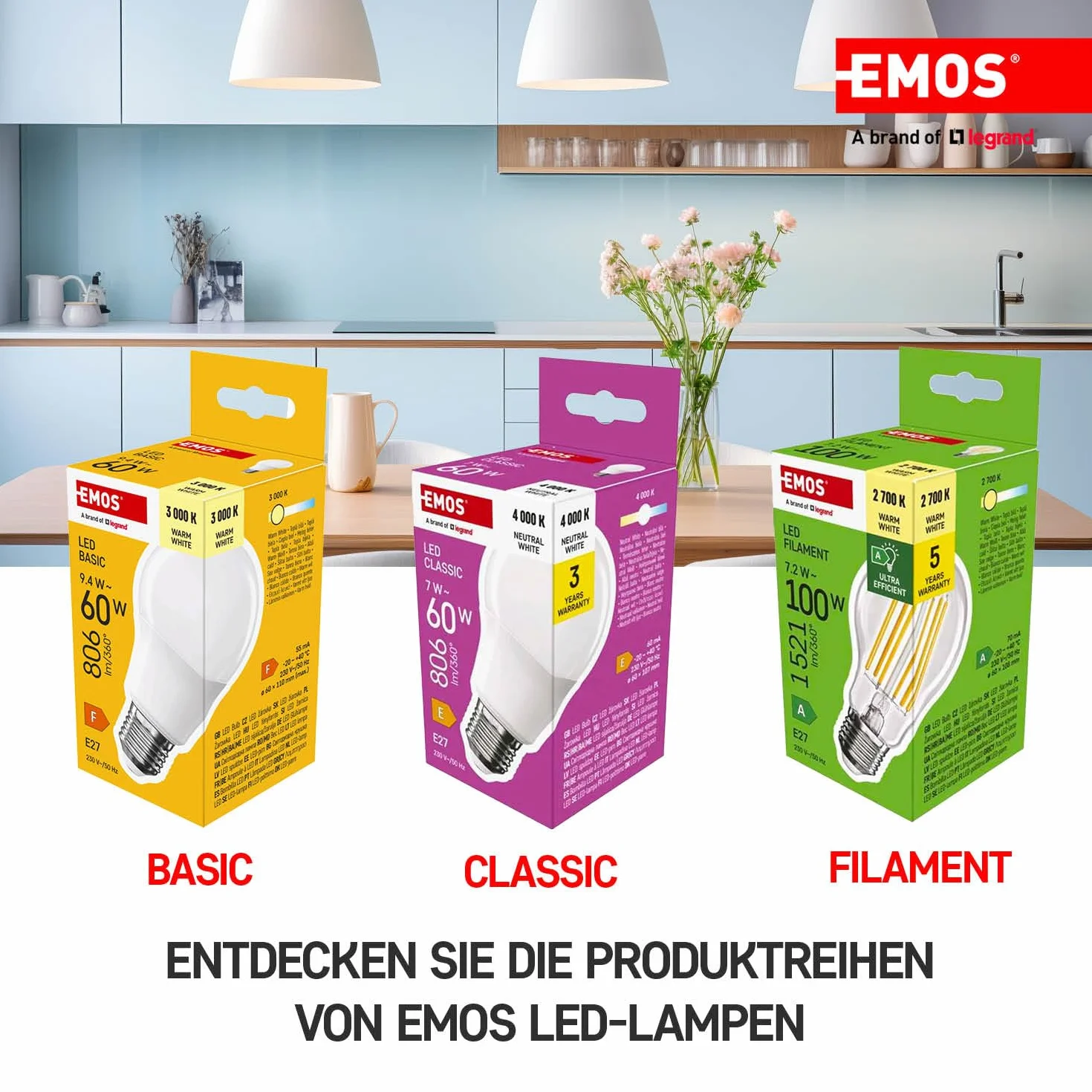 EMOS Żarówka LED Edison Candle E14 3,8W 60W 806lm 4000K CRI80 360°