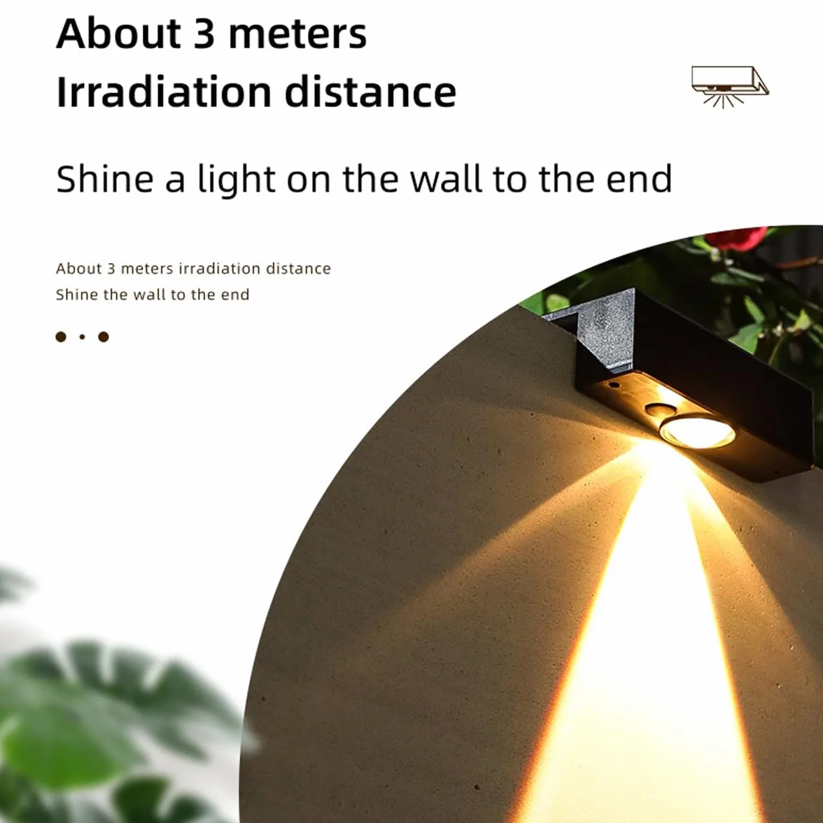 Lampy solarne LED do użytku na zewnątrz, 2 sztuki, IP65, do ogrodu, na schody, wodoodporne, na balkon, płot sztachetowy, do domu, na pokład i ogrodzenie, ciepła biel