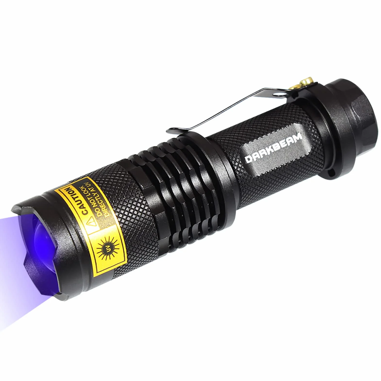 DARKBEAM Latarka UV 365 nm Światło Wood's Lampa Blacklight Ultrafioletowe LED Mini Torebka Detektor Plam Psiego Moczu Zwierząt 370 nm Identyfikacja Antyfałszerstw, Utwardzanie Żywicą