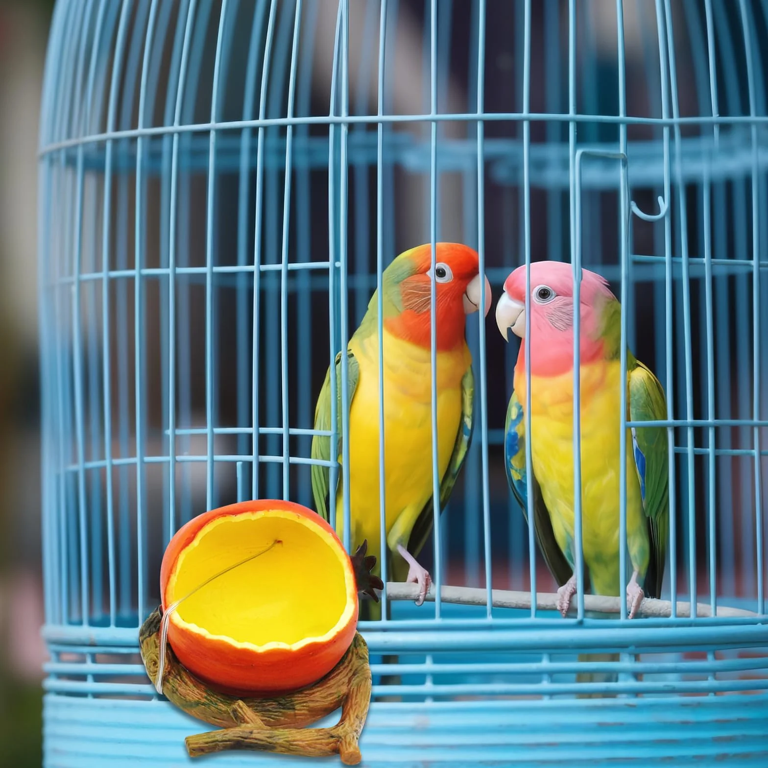 Naczynie do karmienia ptaków, miska na wodę, klatka dla ptaków, wiszący pojemnik na żywność na nasiona, bez bałaganu, akcesoria do klatki dla papug, budgie, gołąbków, kakadu, papugi (czerwony