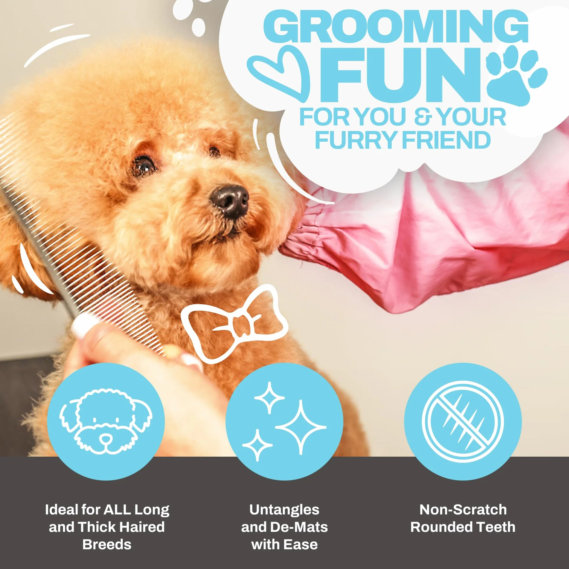 The Doodle Brush – grzebień do pielęgnacji psów doodle, metalowy grzebień dla psów, dla pudli, idealny labradoodle, cockapoo i goldendoodle – grzebienie wykończeniowe do sierści