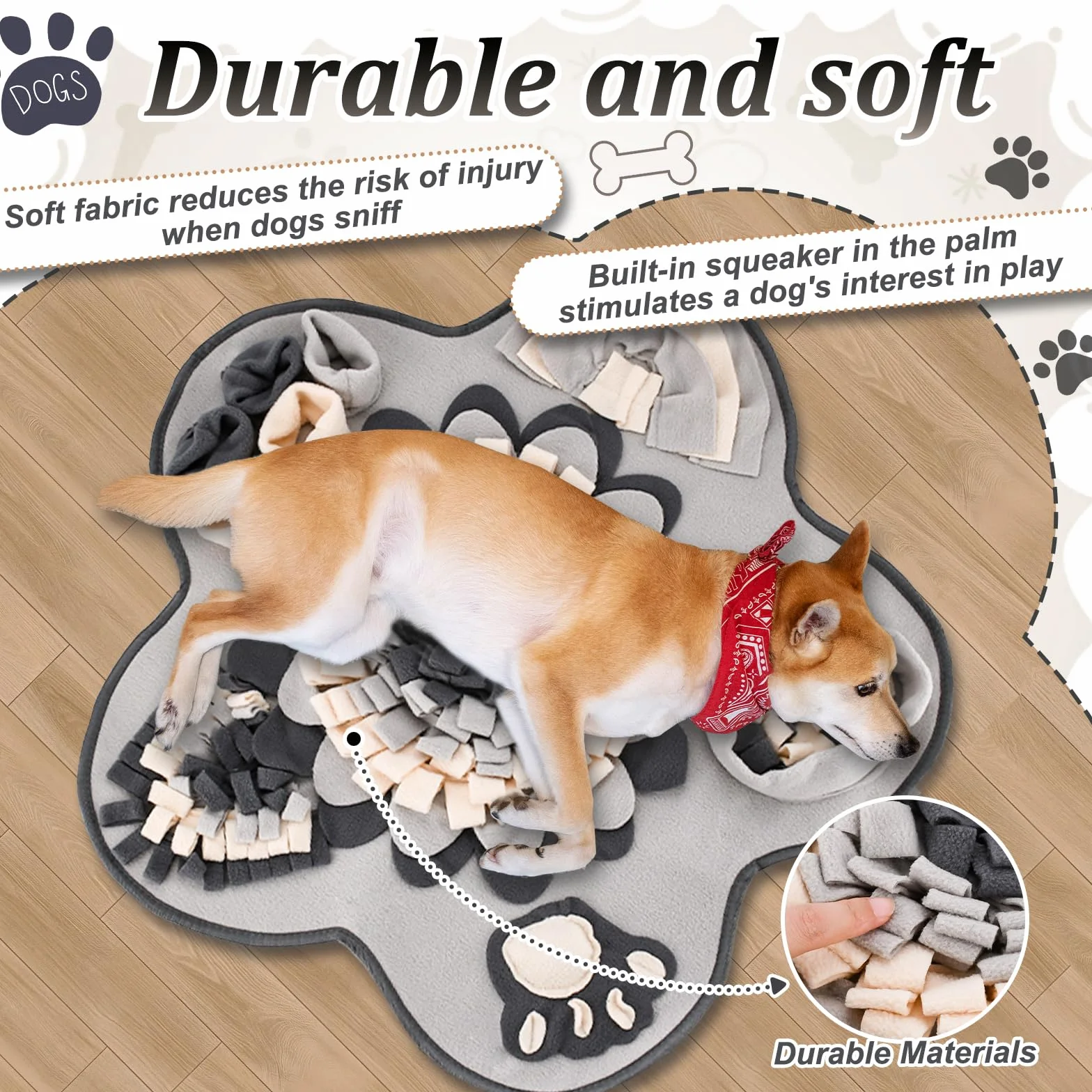 JOYBOY Mata węchowa dla psa 60 x 60 cm z 3 zabawkami do prania treningowa