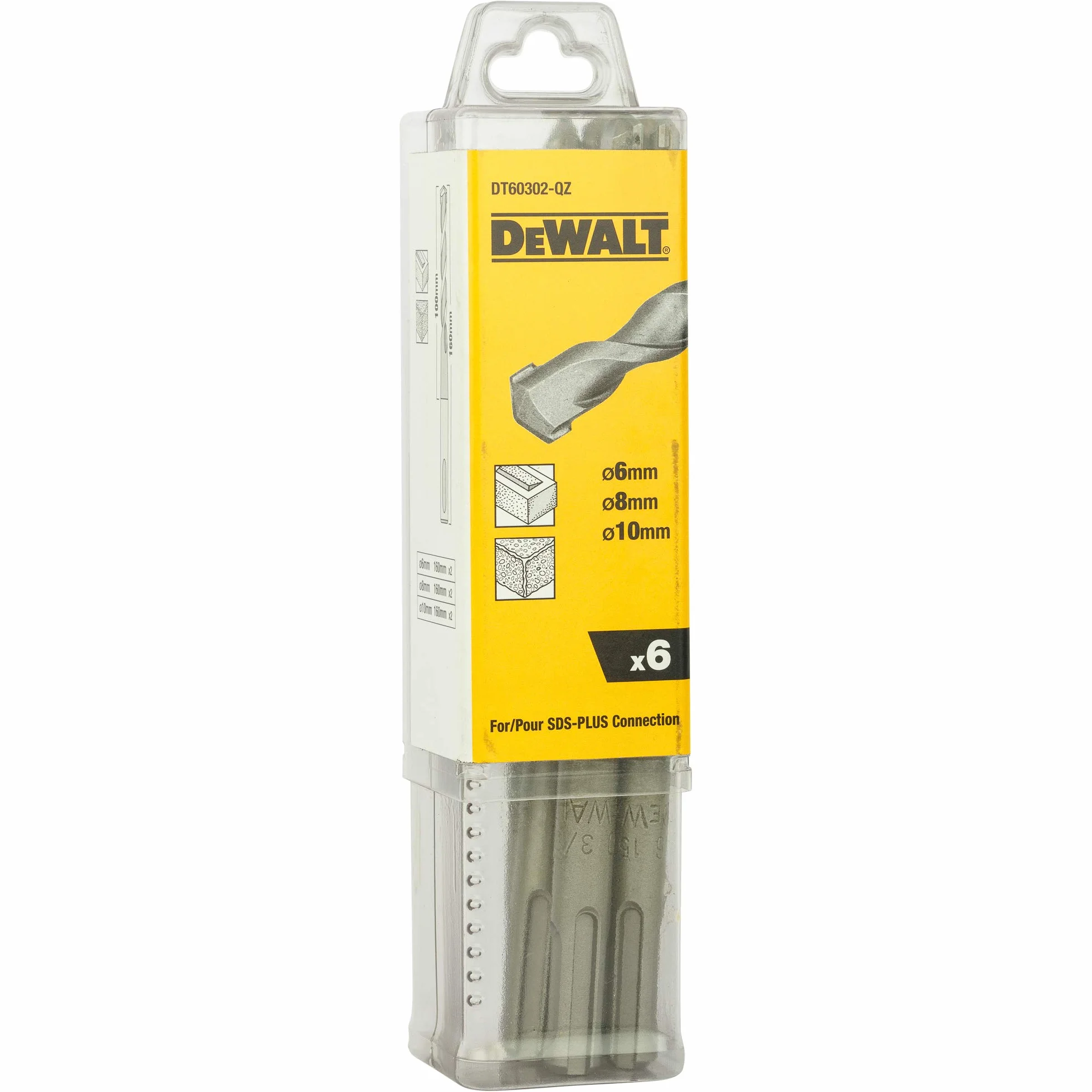 Dewalt DT60302-QZ Zestaw Wierteł Udarowych SDS-Plus, Żółty/Srebrny, 6 Elementów