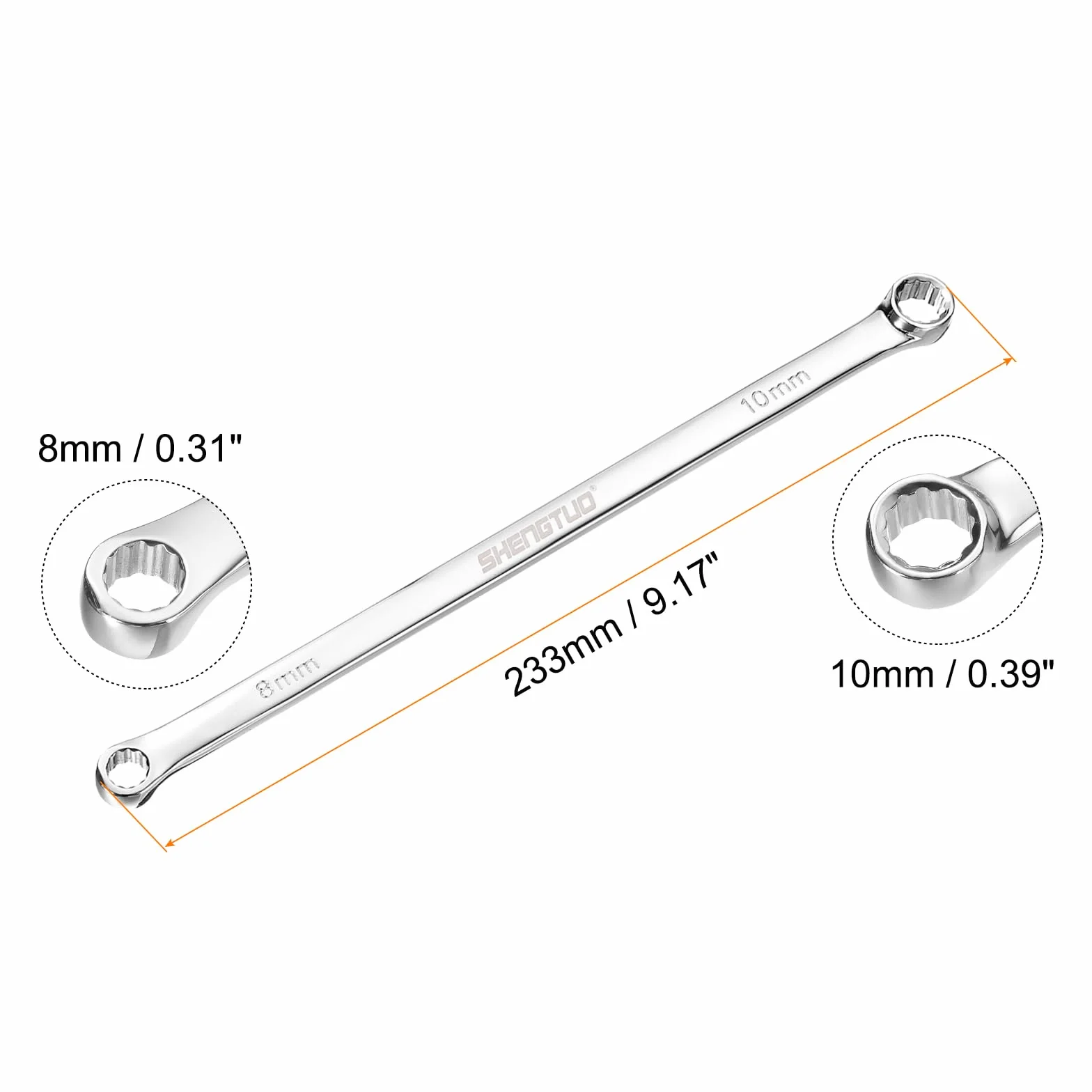QUARKZMAN podwójne klucze oczkowe 8 x 10 mm metryczne 12-punktowe grzechotka CR-V