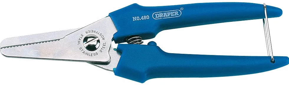 Draper Uniwersalne nożyce 190 mm | Ostrza ze stali nierdzewnej Narzędzie ręczne | Uchwyty sprężynowe | Ząbkowane ostrze | 12389