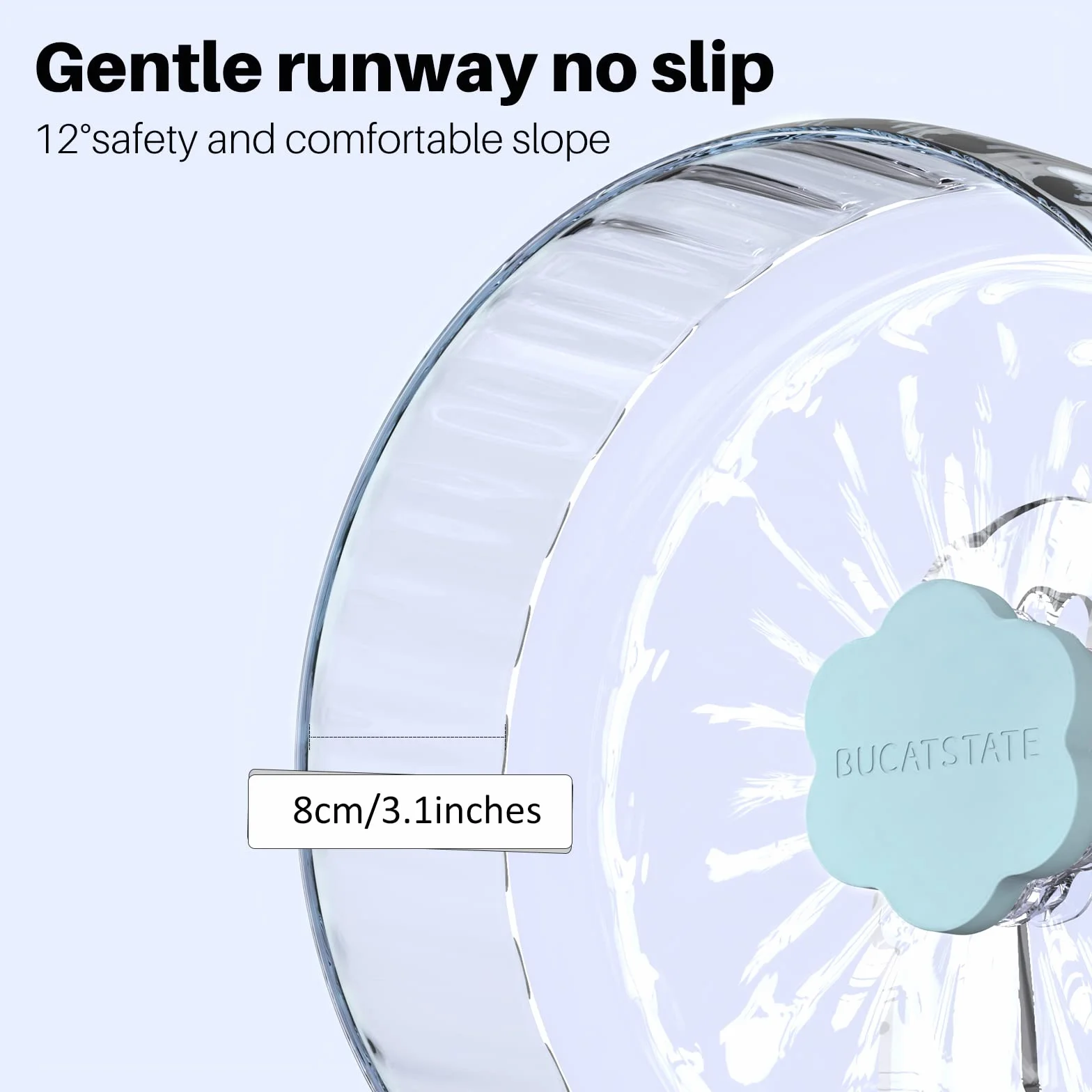 Bucatstate Koło dla chomika, 21 cm, cichy chomik, zabawka, przezroczyste, antypoślizgowe koło do biegania dla wiewiórek, szynszyli, małych zwierząt domowych, kolor niebieski