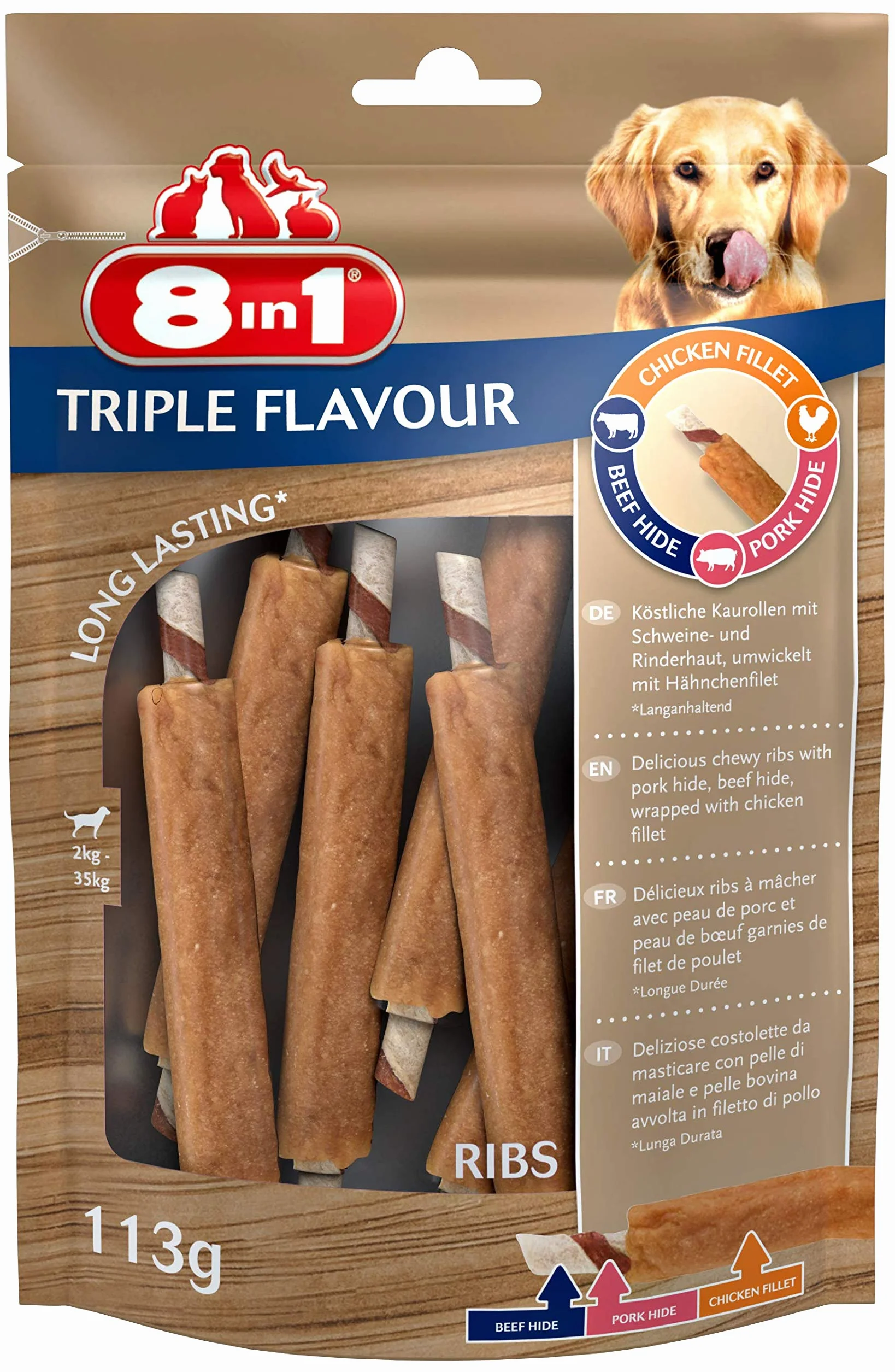 8In1 Triple Flavour Smakołyki dla Psów, Kurczak, 113 g