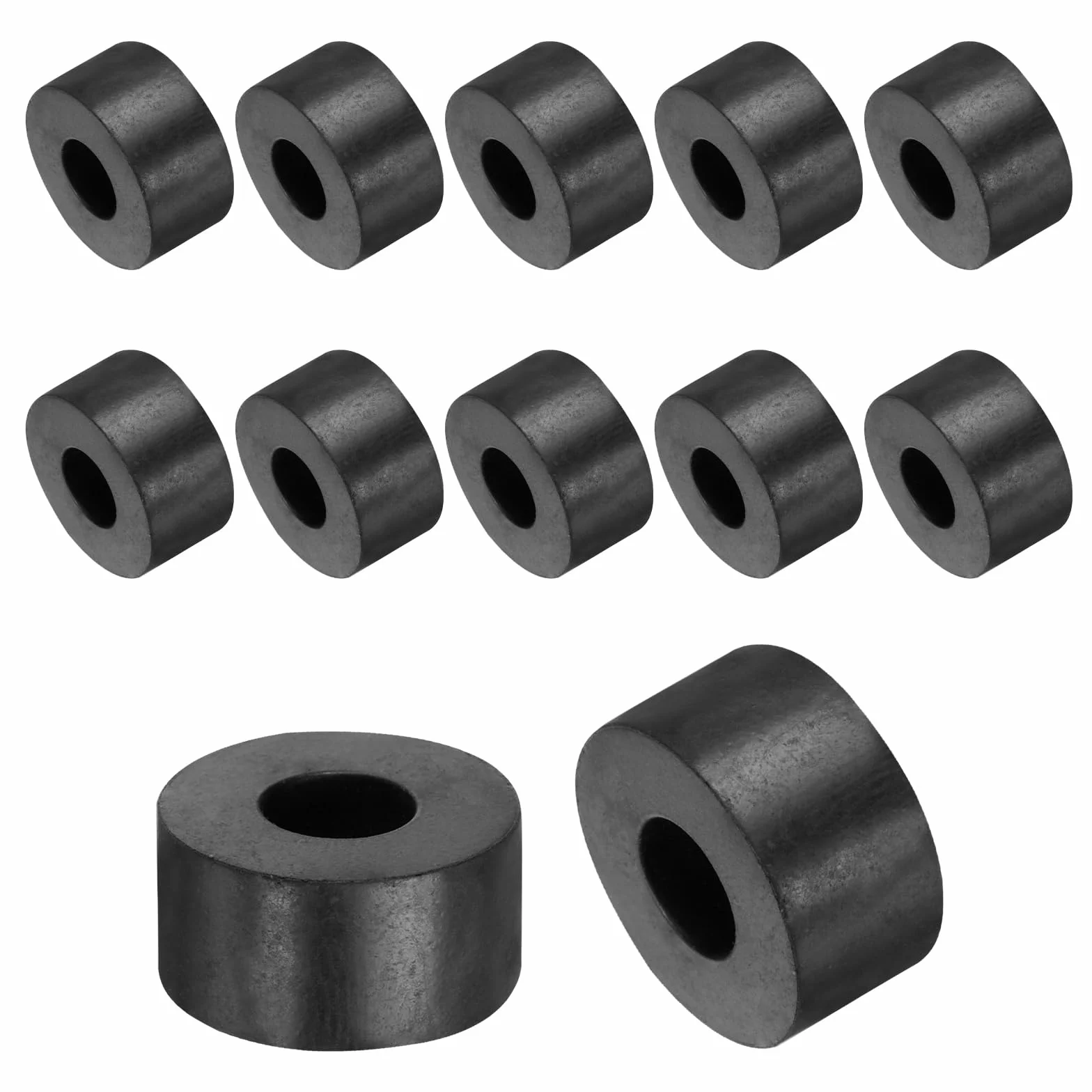 QUARKZMAN 12 sztuk gumowych podkładek dystansowych, średnica zewnętrzna 20 mm, średnica wewnętrzna 8 mm, wysokość 10 mm, czarne, okrągłe tulejki dystansowe, grube gumowe podkładki dystansowe