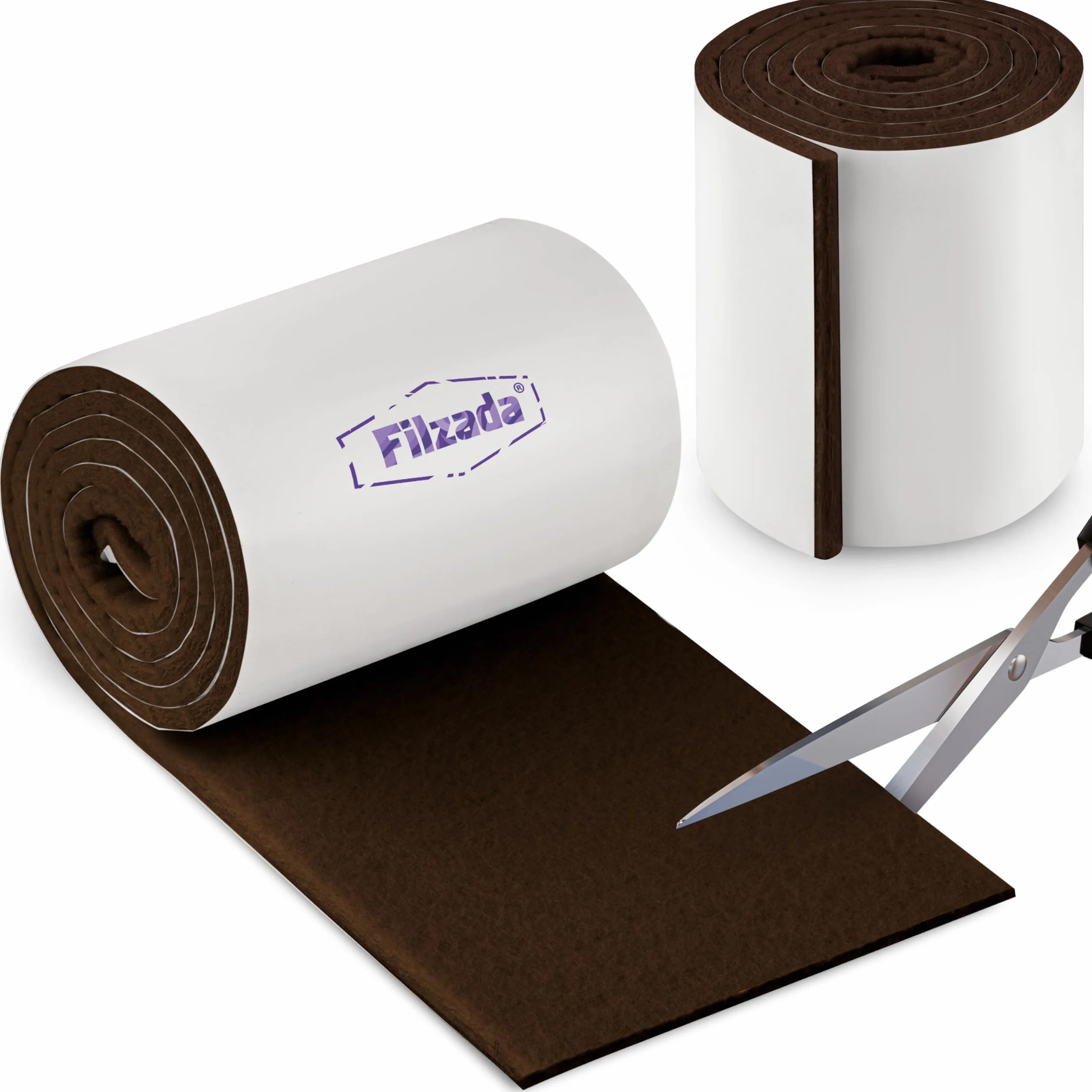 Filzada® 2x Filcowe podkładki samoprzylepne - Rolka (100 x 10 cm) - Brązowy - Profesjonalne podkładki meblowe Filc o idealnej sile klejenia
