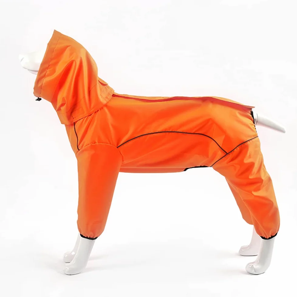 Płaszcz przeciwdeszczowy dla psów, Wodoodporne ubrania dla psów Duży płaszcz przeciwdeszczowy psa Pug Buldog francuski Wodoodporny All-Inclusive Pet Supplies(Orange,L)