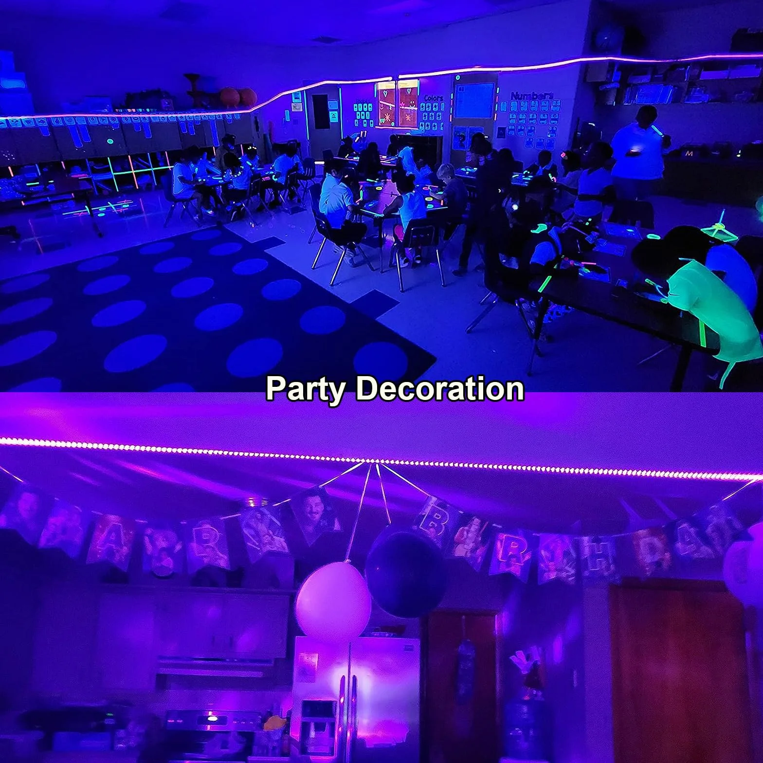 Eleganted Taśma LED UV 5 m, czarne światło, z zasilaczem, 12 V, elastyczna taśma 300 diod LED, samoprzylepna, 2835, listwa świetlna UV, na imprezę, do baru, neonowego koloru, klubu, dyskoteki,