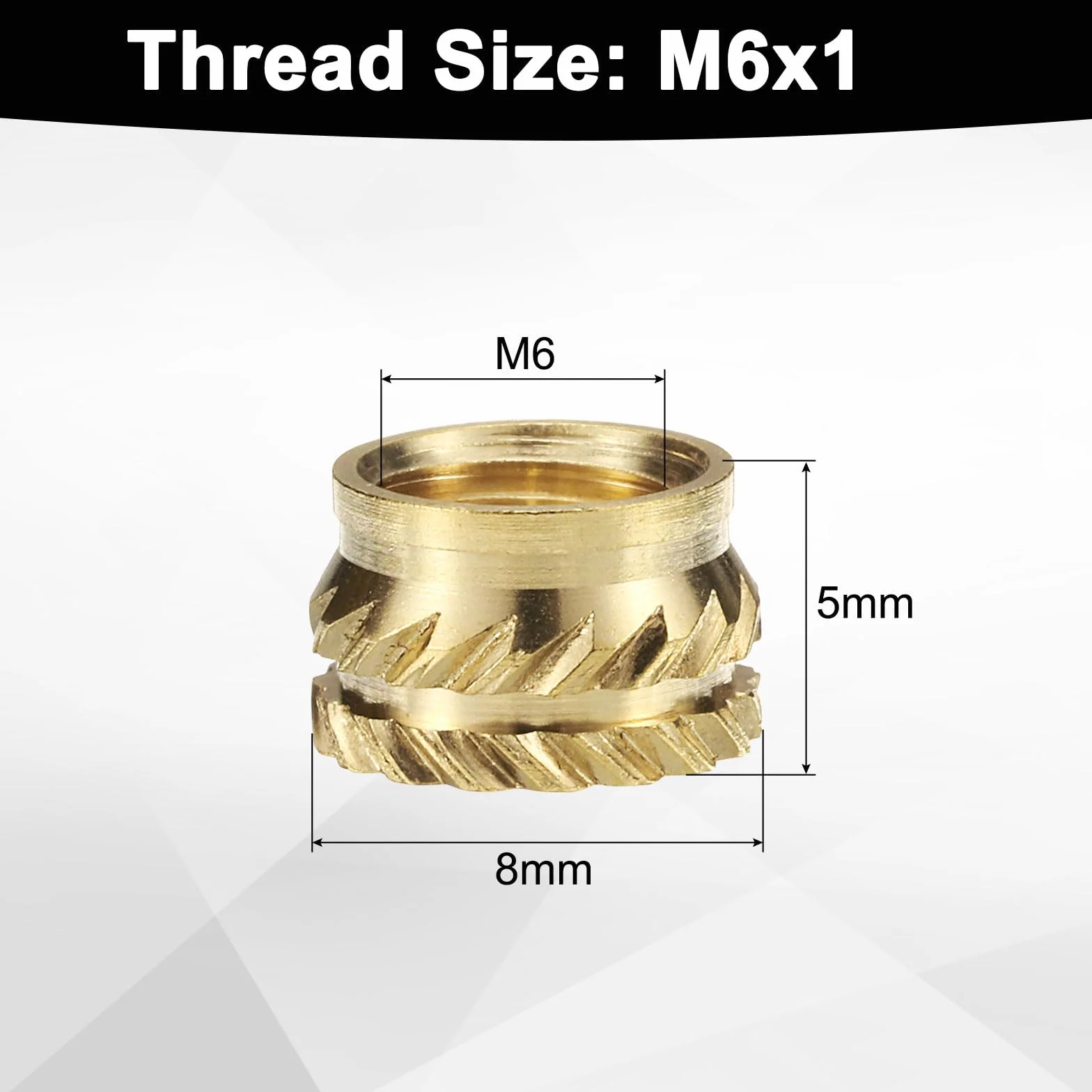 QUARKZMAN M6 wkładki gwintowane z mosiądzu Heat Set Insert M6x5mm, średnica zewnętrzna 8mm, nakrętki gwintowane 3D-Druku