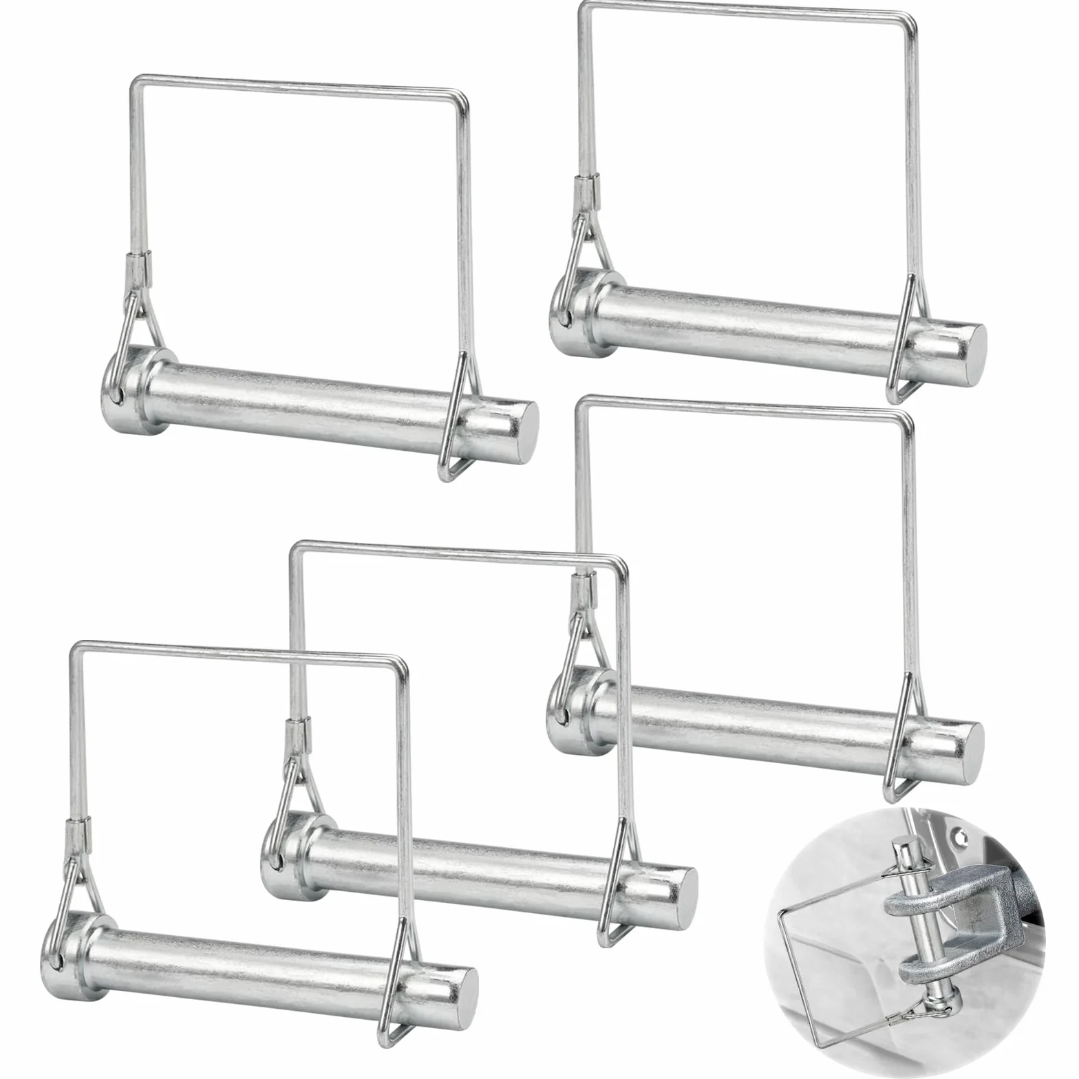Zawleczka zabezpieczająca, M12 x 80 mm, zawleczka do rur, składana zawleczka w kształcie litery D, śruba zabezpieczająca ze stali węglowej, 12 mm, trzpień zabezpieczający, sworzeń do przyczepy, 5