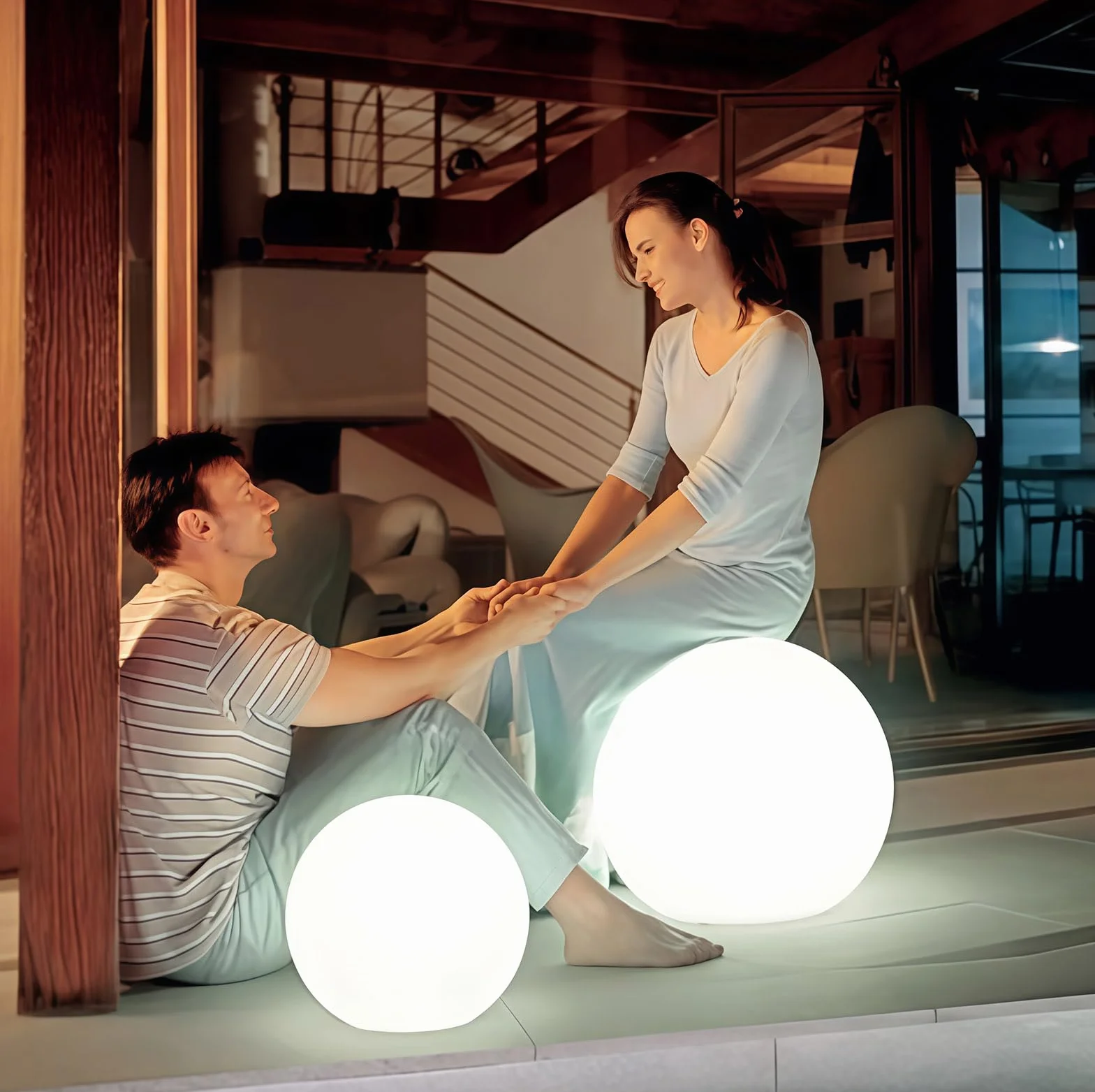 Mr.Go 40cm Wasserdichte Kugelleuchte für Außen, LED Kugel-Lampe Innen, Gartenkugel Aussenlampe Leuchtkugel Stimmungsleuchte mit Farbwechsel, Fernbedienung und 16 Einstellbar RGB Farben