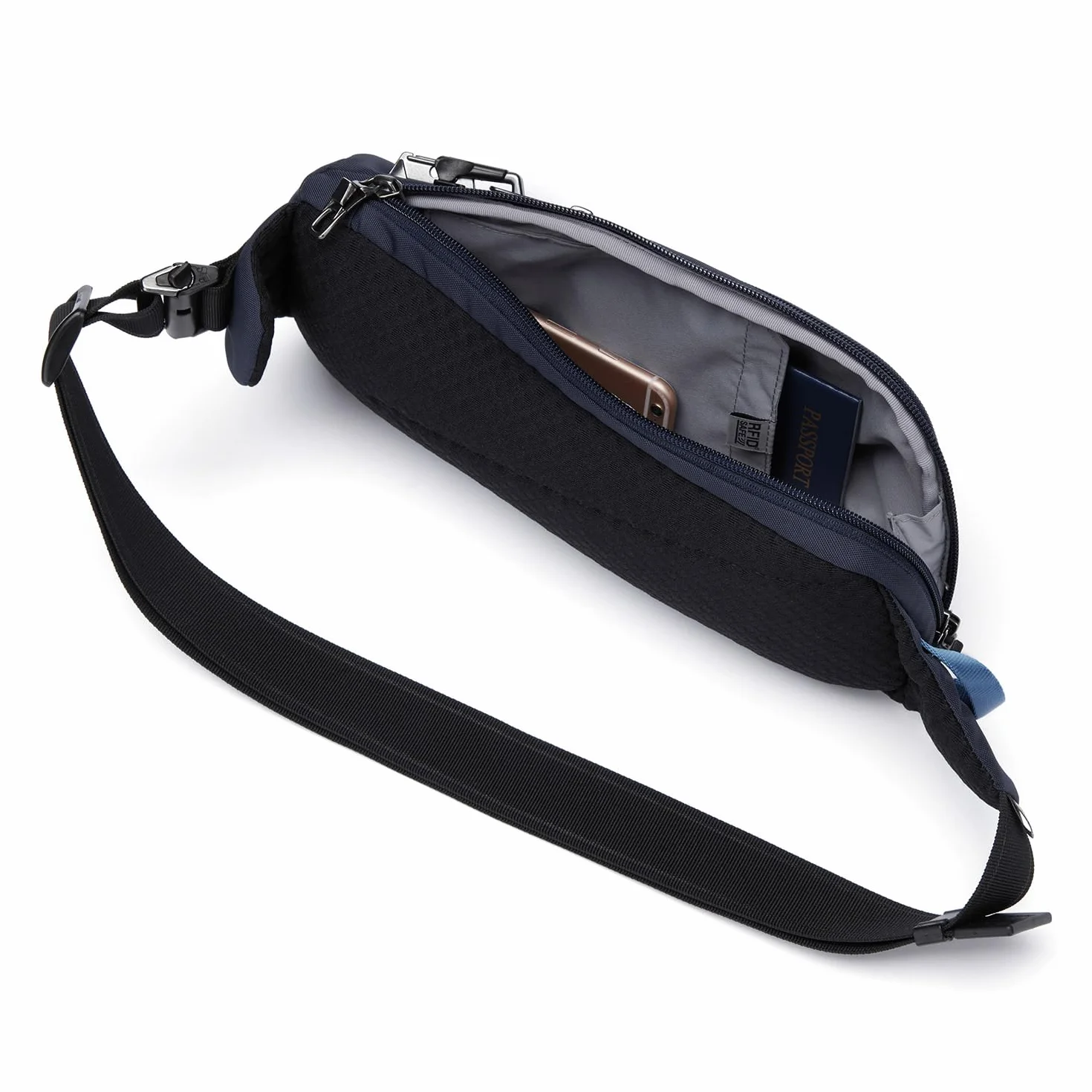 Pacsafe Unisex-Adult Vibe 150 2,2 litra antykradzieżowa torba crossbody, zamykane zamki błyskawiczne, bezpieczny bagaż RFID, torba kurierska, ocean, jeden rozmiar, Ocean, Rozmiar Uniwersalny