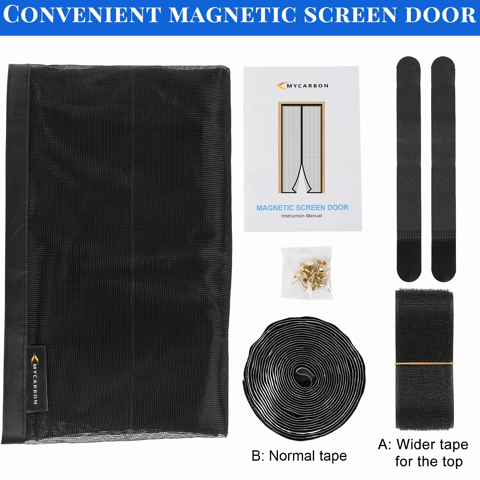 MYCARBON moskitiera magnetyczna 90×200 cm czarna podwójne przyleganie mocne magnesy