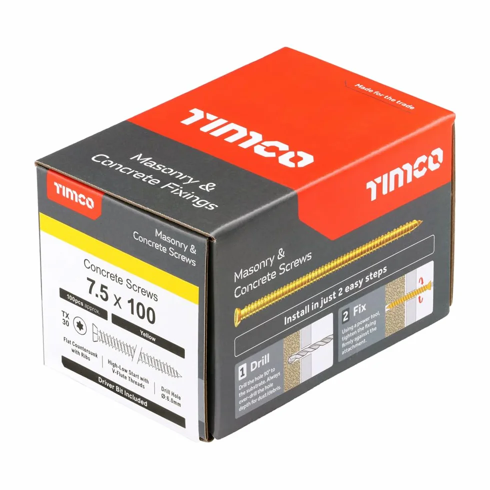 TIMco 00100TCON ZYP wielofunkcyjna śruba betonowa 7,5 x 100 - żółty (opakowanie 100)