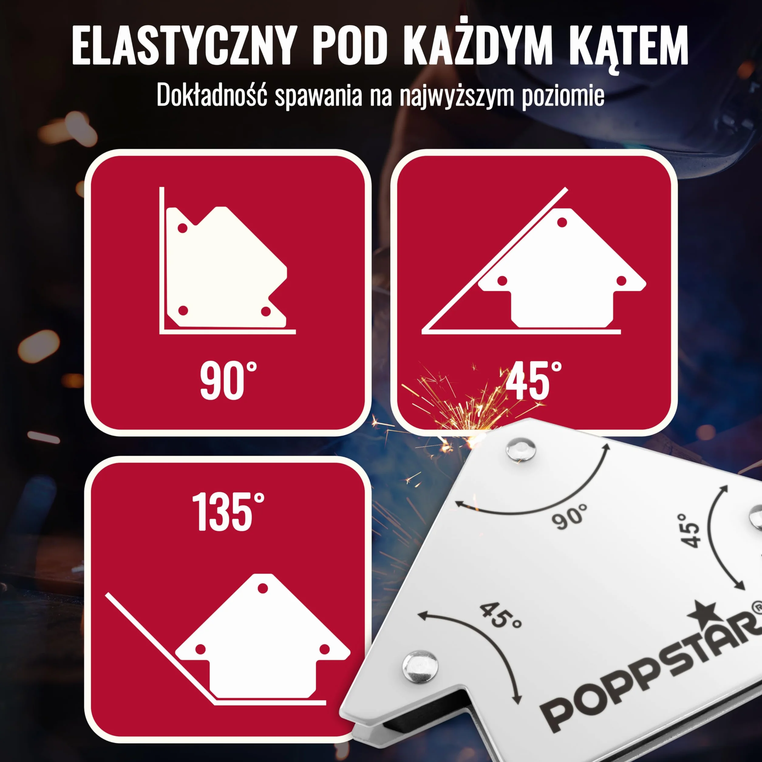 Magnes spawalniczy Poppstar zestaw 6 sztuk 45/90/135° 30/45/60/75/90/135° 11,3 kg 4 kg