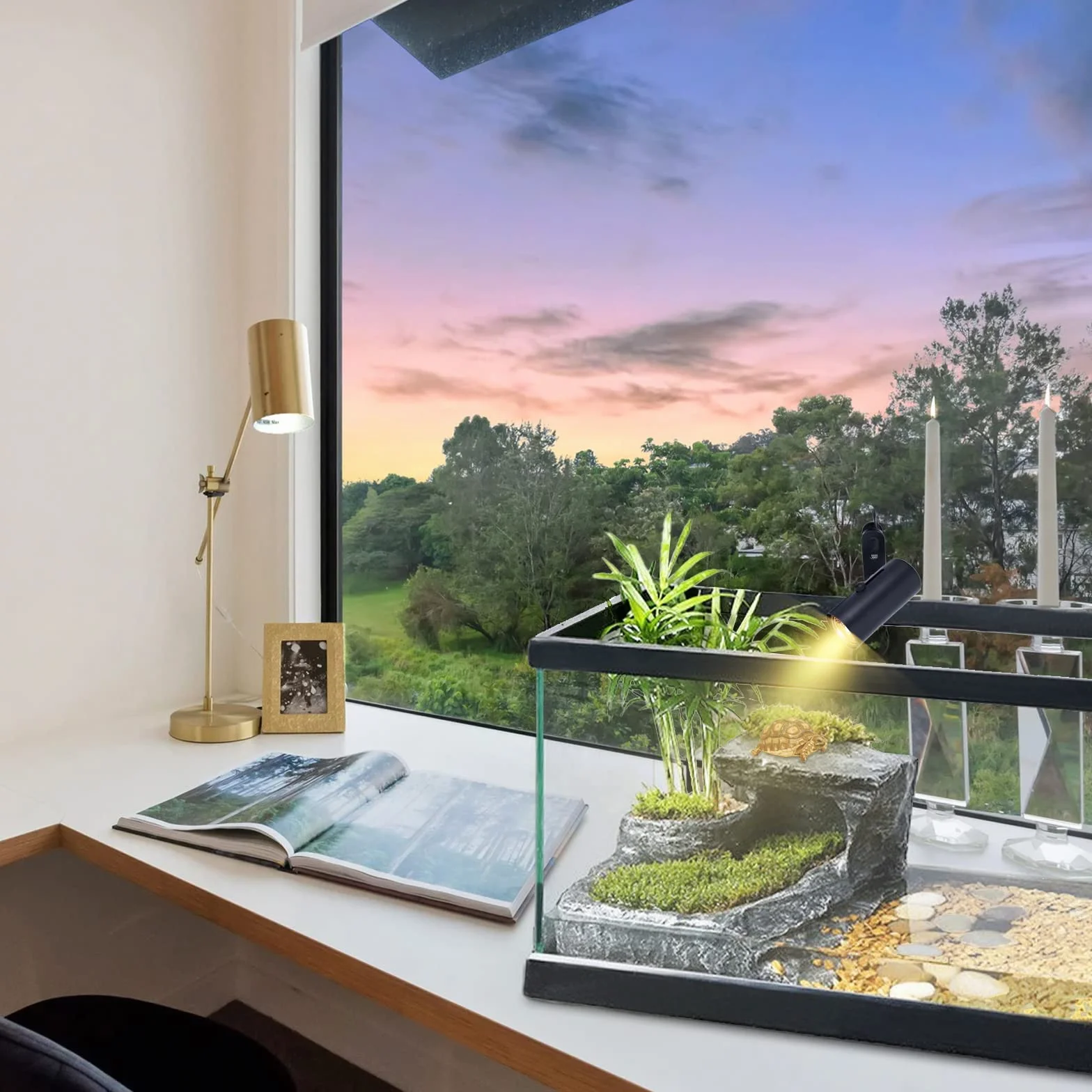Bonlux E27 lampa zaciskowa oprawa grzewcza regulacja 360° z przełącznikiem dla żółwi akwarium terrarium