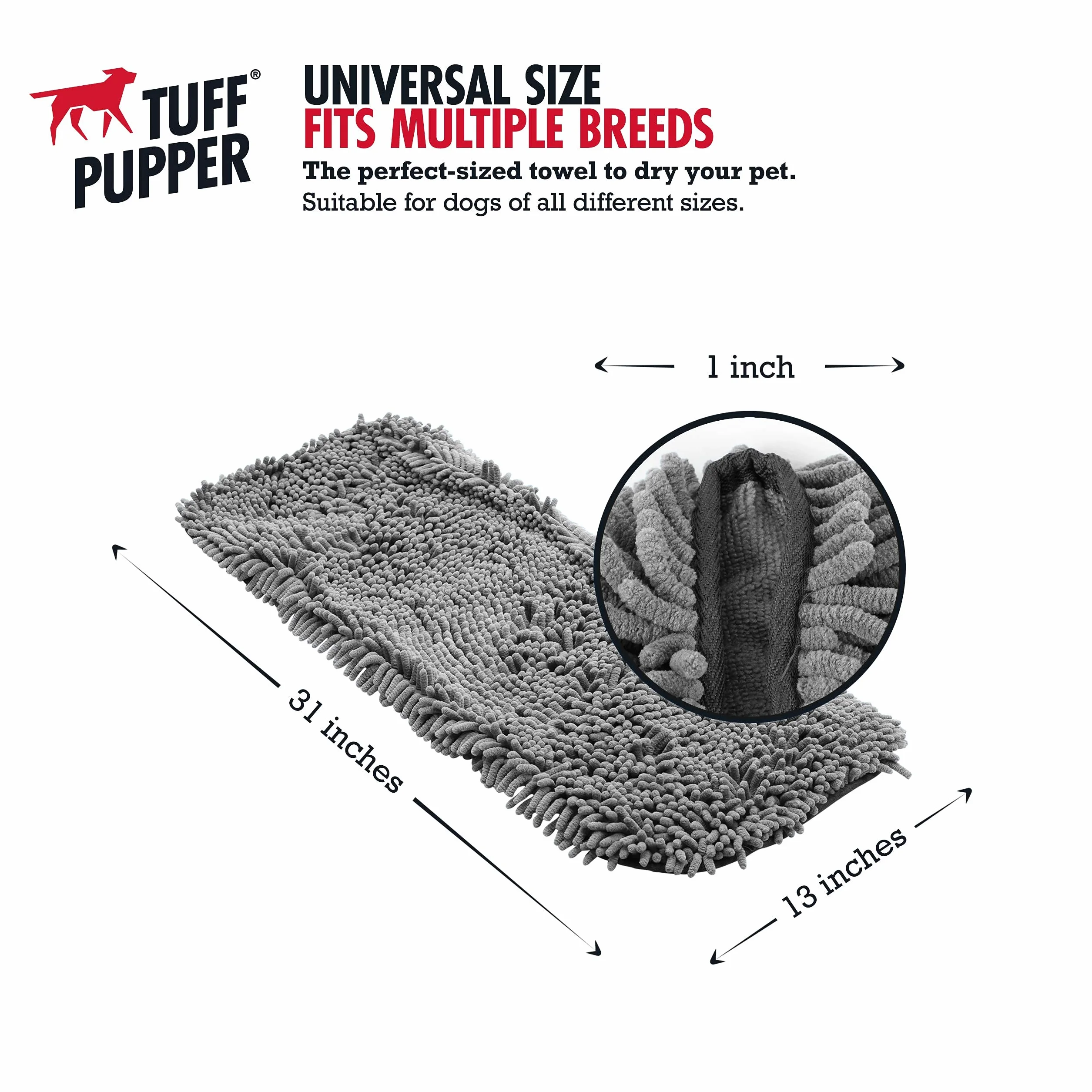 Tuff Pupper Ręcznik dla psów z mikrofibry 85 x 35 cm Szybkoschnący