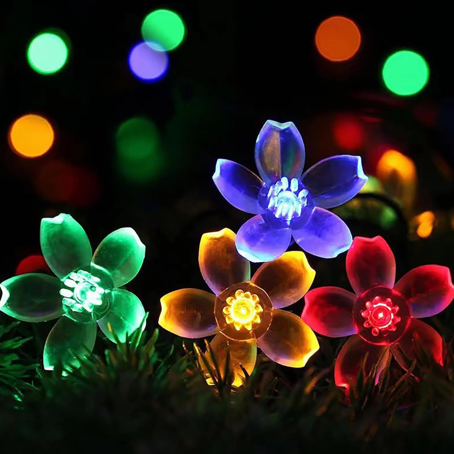 ENLACE Łańcuch świetlny z kwiatami wiśni, 3 m, 20 diod LED, zasilany bateriami, kolorowy łańcuch świetlny do ogrodu, na wesele, do wnętrz, na zewnątrz, taras, drzewa, dekoracja na imprezę