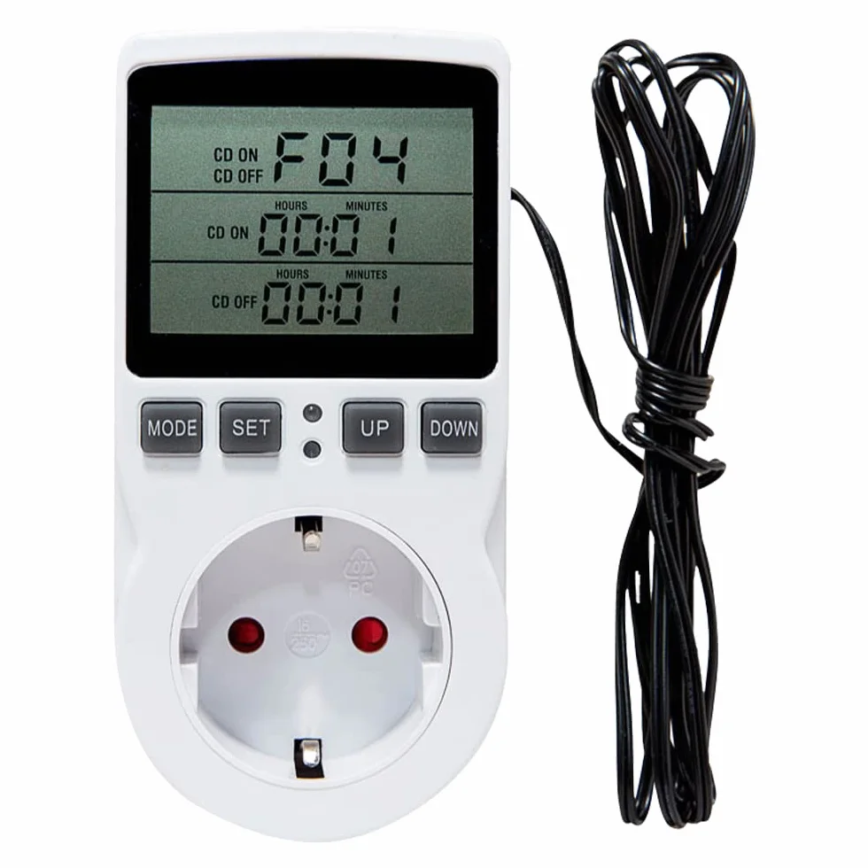 LUFEIS Termostat cyfrowy z gniazdem 230 V LCD regulator temperatury
