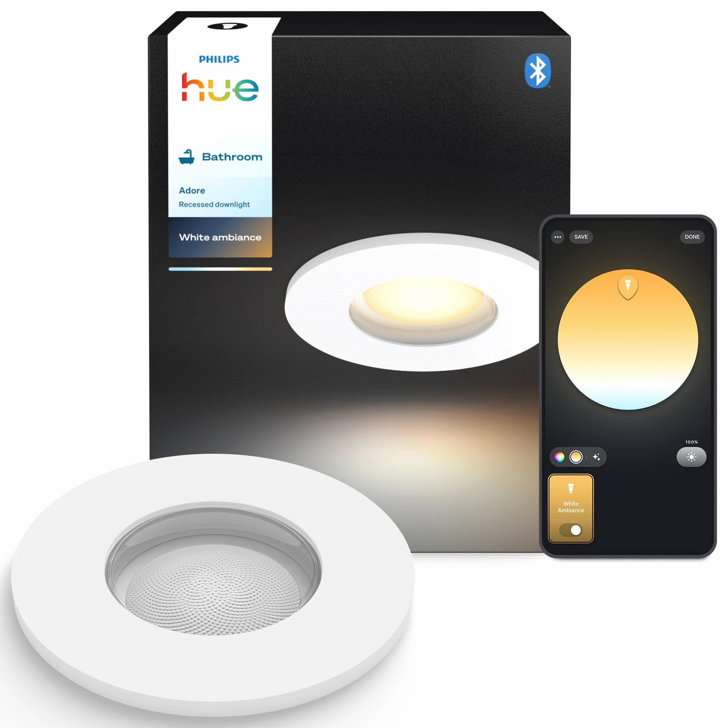 Philips Hue White Ambiance Adore reflektor wpuszczany, 1 opakowanie, Okrągły, Biały, nowa generacja