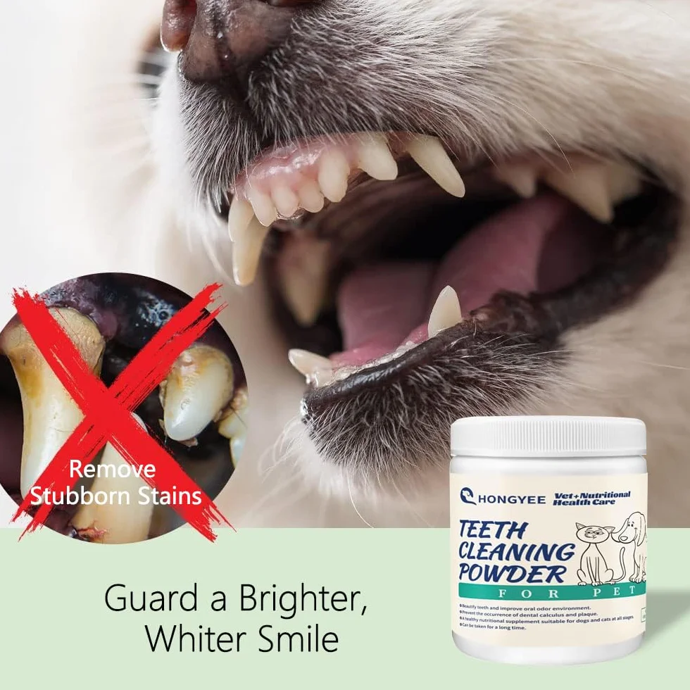 Dog Dental Cleaning Powder 150 g, wysoce skuteczny w usuwaniu kamienia nazębnego i nieświeżego oddechu, hamujący powstawanie płytki nazębnej i odświeżający oddech, bezpieczny i skuteczny