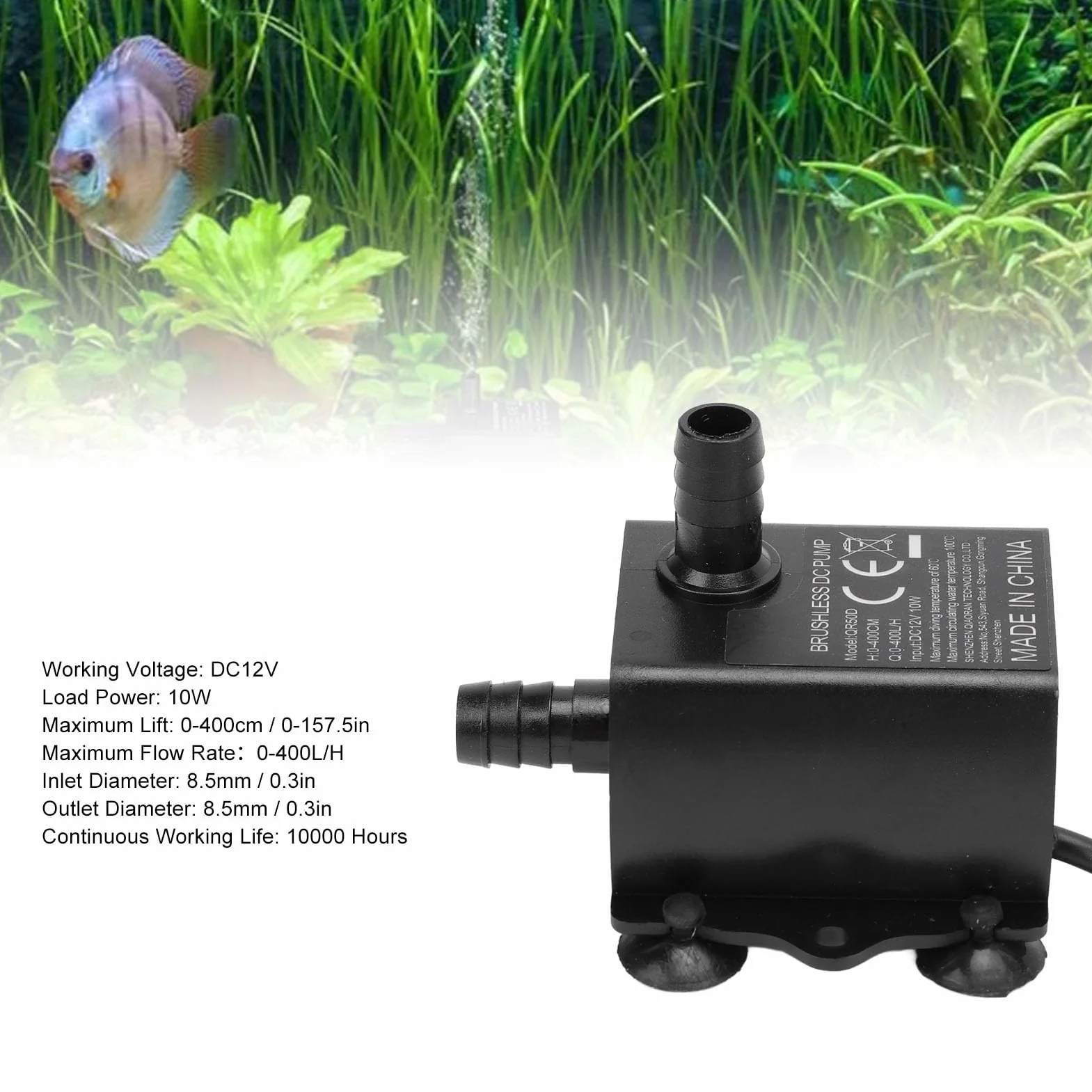 Zatapialna Pompa Wodna, 400 L/h Pompa Głębinowa z wysokością Podnoszenia 13,12 Stopy, Mikroszczotkowa, Wyjątkowo Cicha Pompa Wodna Pompa Fontannowa do Stawu Hydroponiczny