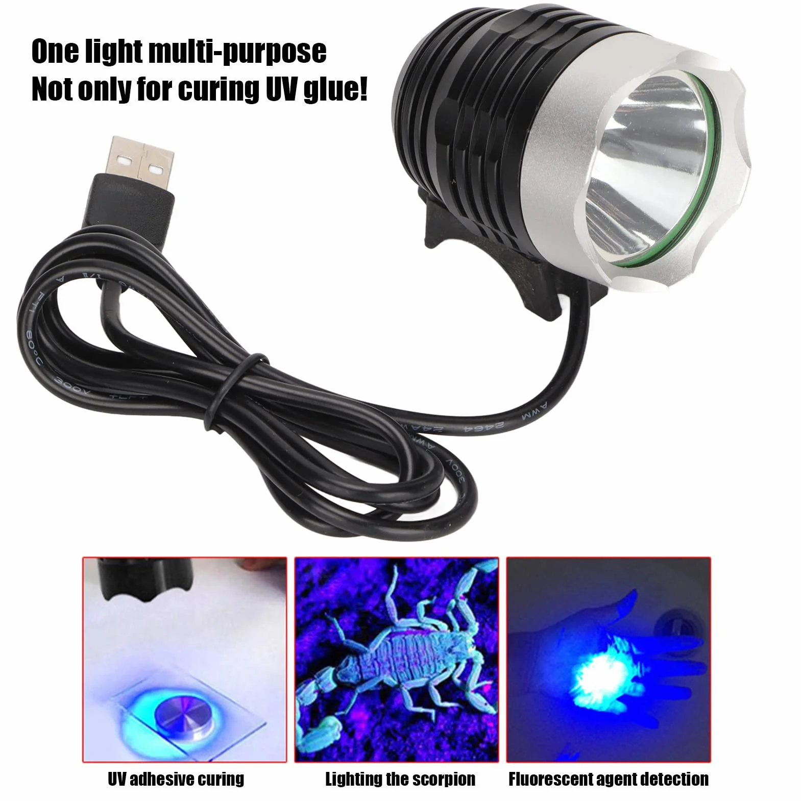 Lampa UV 10W 395nm 5V Czarnym Światłem do Utwardzania Żywicy PCB Telefonu