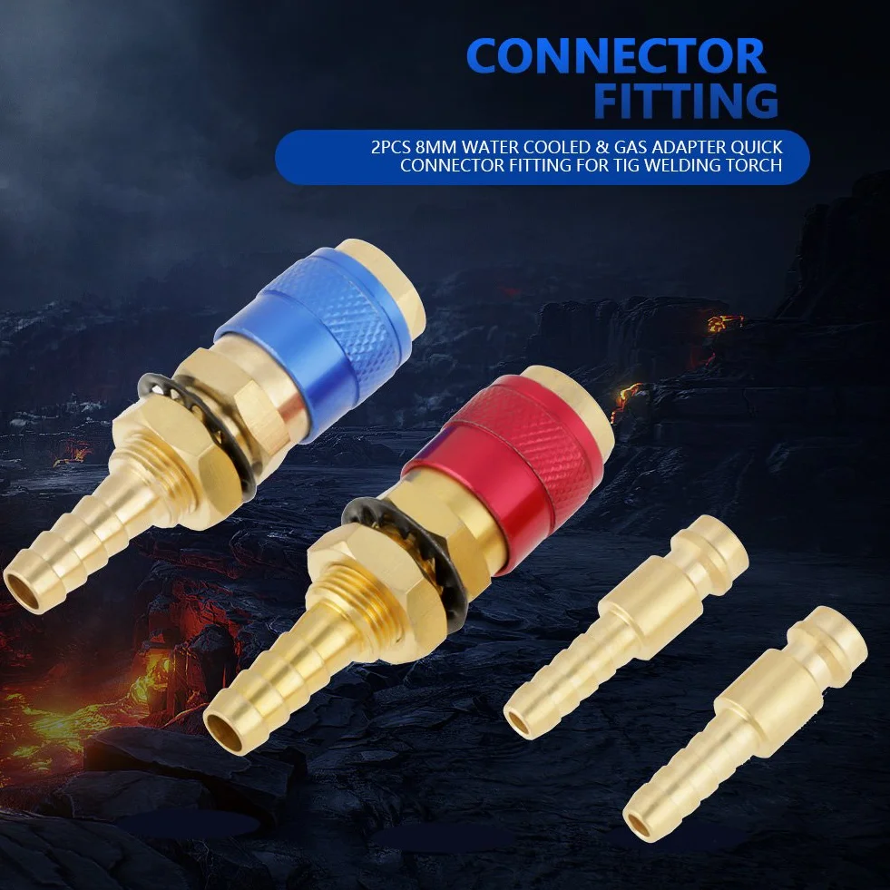 Adapter gazowy 8mm chłodzony wodą do palnika TIG 2 sztuki