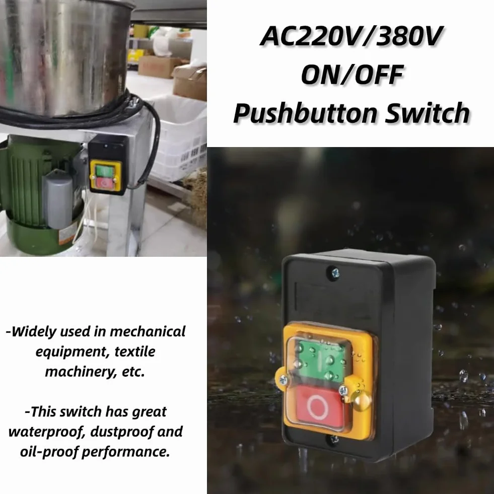 Hilitand Przełącznik przyciskowy AC220V/380V 10A włącznik/wyłącznik przyciskowy w mechanicznych maszynach tekstylnych