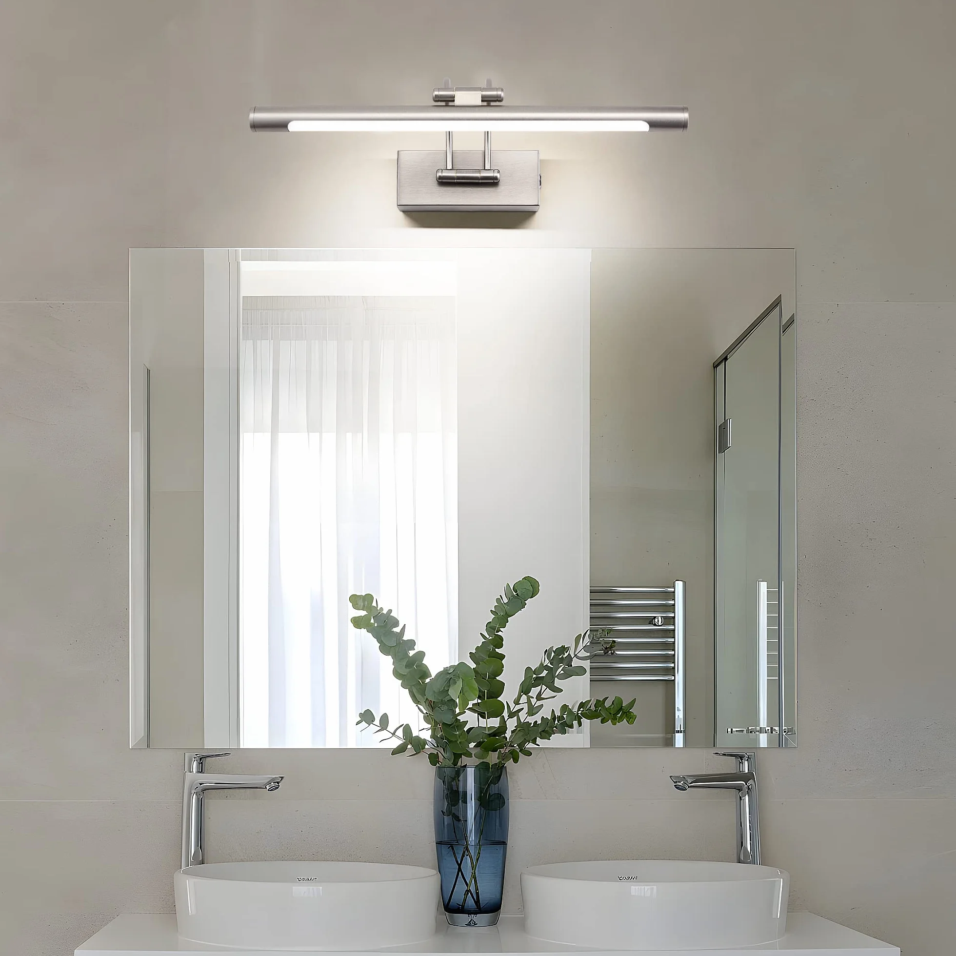 MantoLite Ściemnialna lampa ścienna do obrazów i witryn, 40 cm 10 W LED lustro łazienkowe obrotowe oświetlenie wewnętrzne oświetlenie, 3000 K/4500K/6000K niklowane lampki do czytania lampa