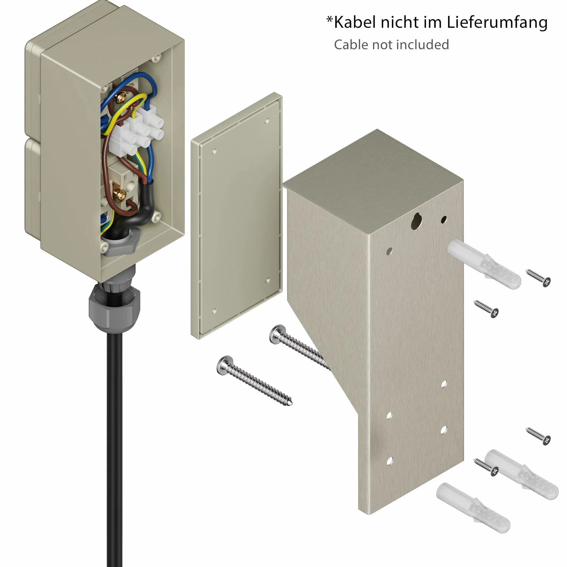 ledscom.de 2 sztuki gniazdek zewnętrznych/do pomieszczeń wilgotnych PIWI, naścienne, IP44, podwójne gniazda z wtyczką Schuko, 16 A/230 V, stal nierdzewna, tworzywo sztuczne, montaż pionowy