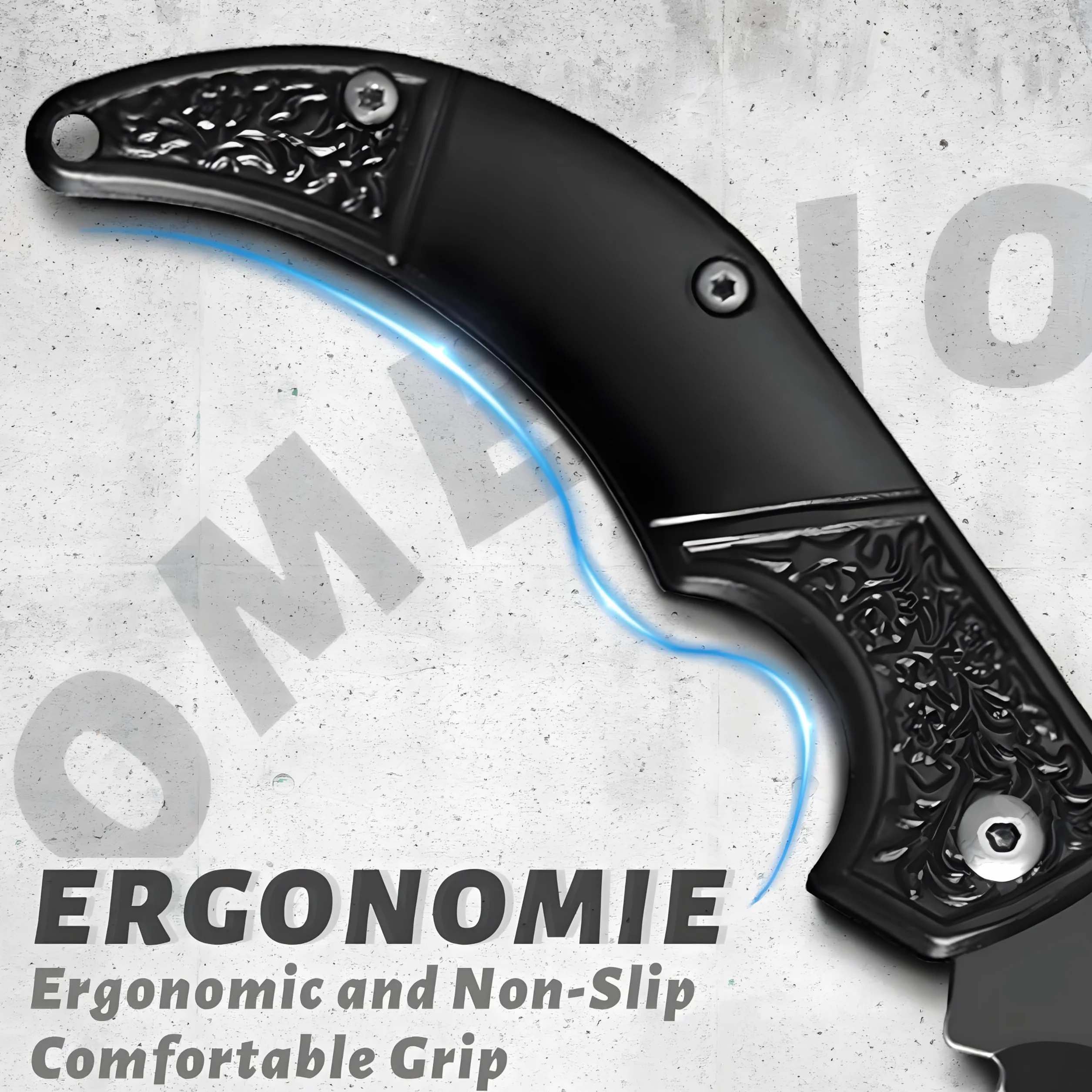 Omesio Mini scyzoryk 8,5 cm, mały składany nóż oburęczny, nóż dwuręczny, brelok, zewnętrzny, ostry, czarny