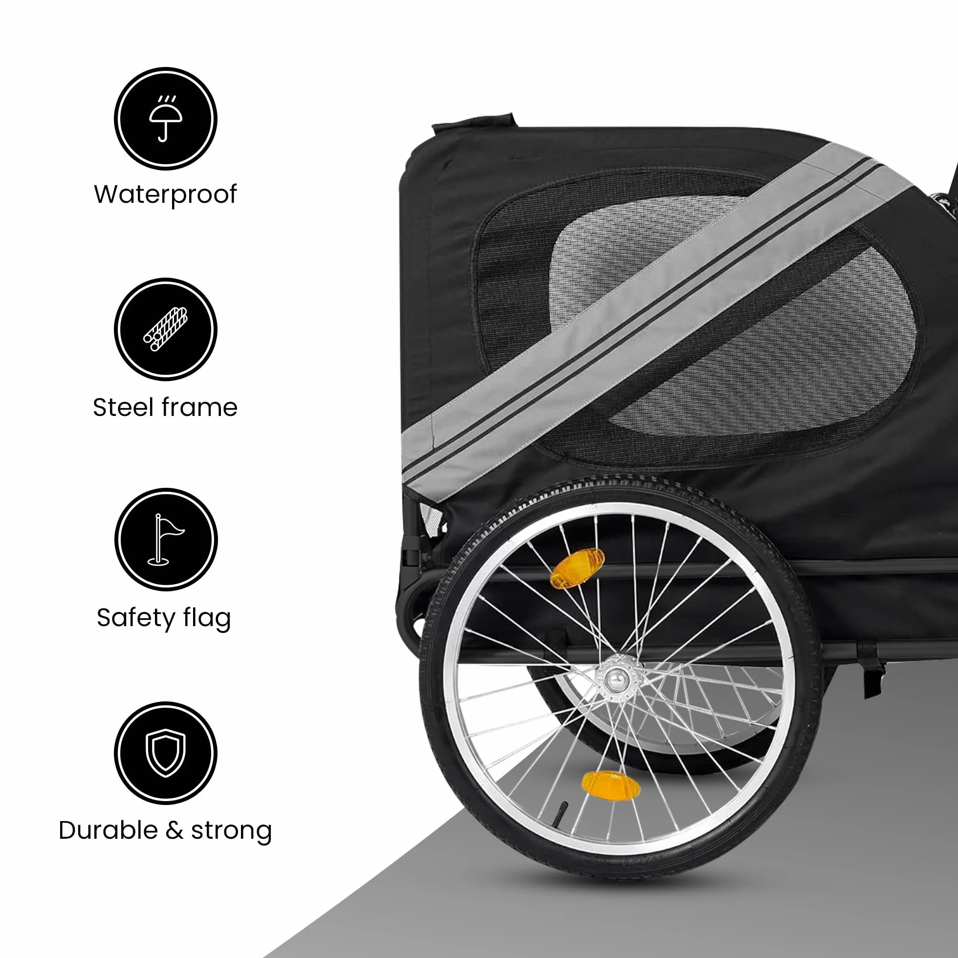Przyczepka rowerowa dla psów 2 w 1 – Składana przyczepka dla psów – Wózek dla psów – maks. 35 kg – Ciemnoszary